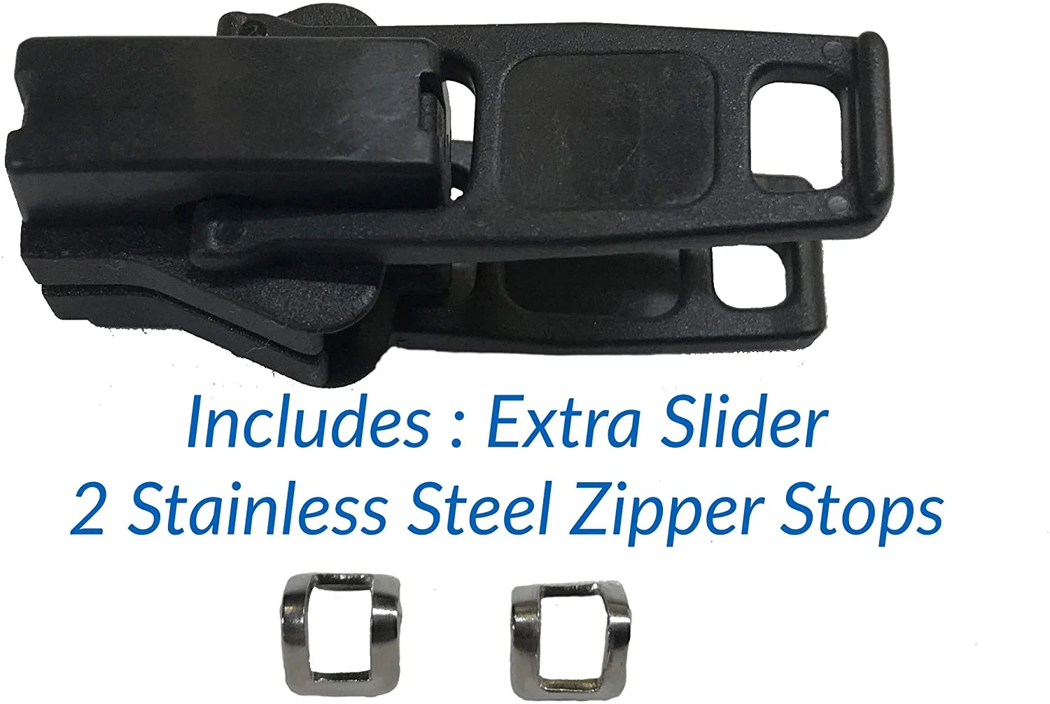 EZ-Xtend Lenzip #10 Separating Zipper For Canvas - Heavy Duty Cut To Length w/Double Plastic Locking Zipper Pull - Includes Stainless Steel Zipper Bottom Stop And Extra Slider Replacement (Black, 18