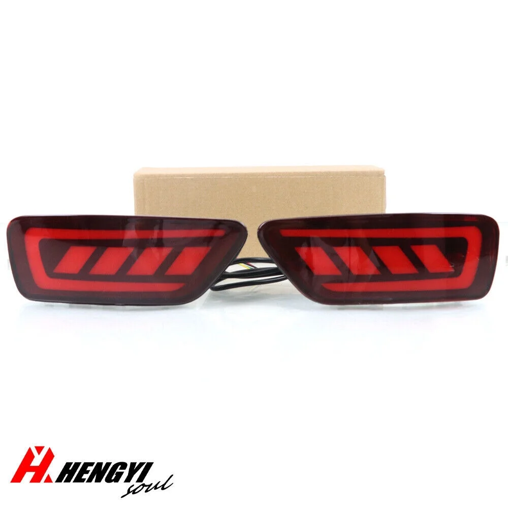 1 Pair LED Rear Bumper Reflectors Fog Brake Tail Light Lamp for Jeep Grand Cherokee 2011-2021 / for Campass 2011-2018, Red