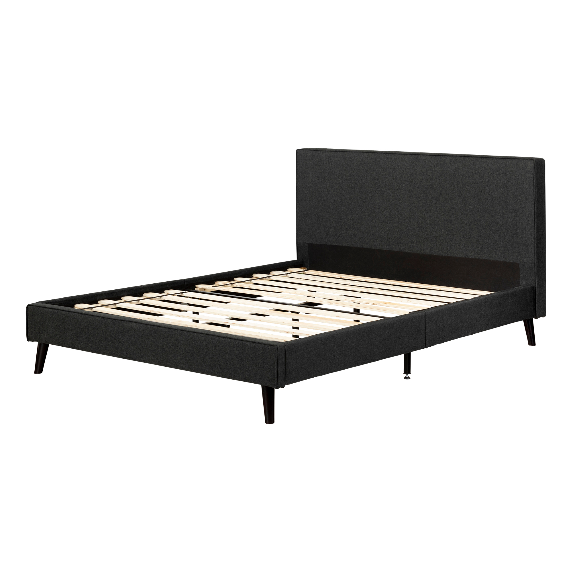South Shore Sazena Upholstered Complete Bed, Matte Charcoal