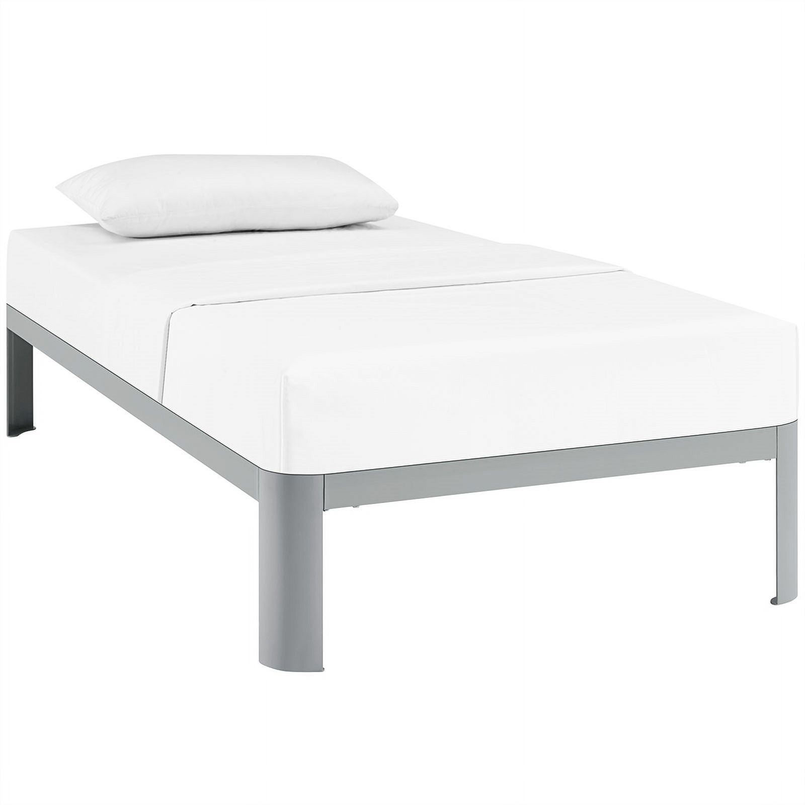 Pemberly Row Modern Platform Metal Twin Bed Frame in Gray Finish
