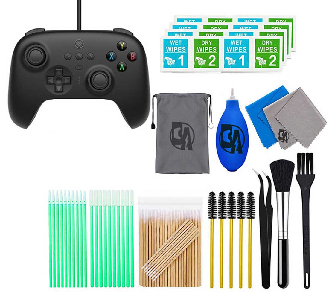 8BitDo - Ultimate Wired Controller for PC - Black With Cleaning Manual Kit Bolt Axtion Bundle Like New