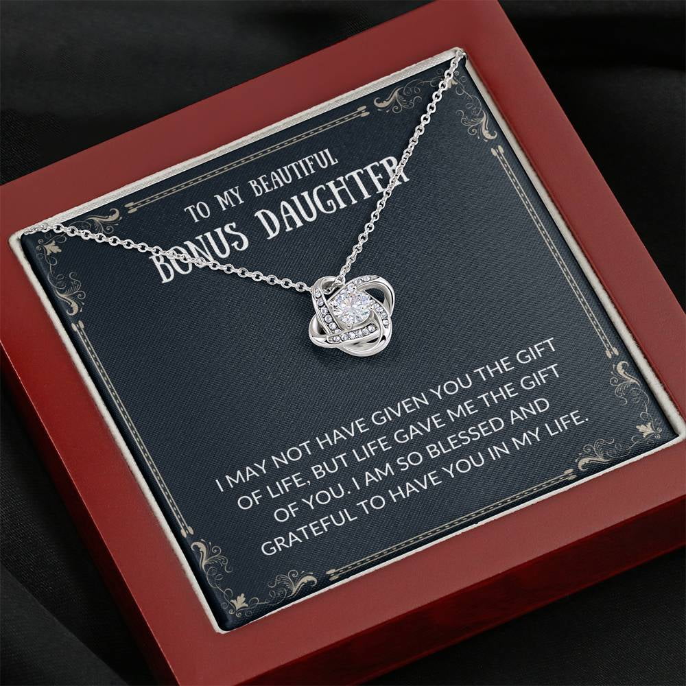 To My Bonus Daughter - Love Knot Necklace, Daughter in Law Gift