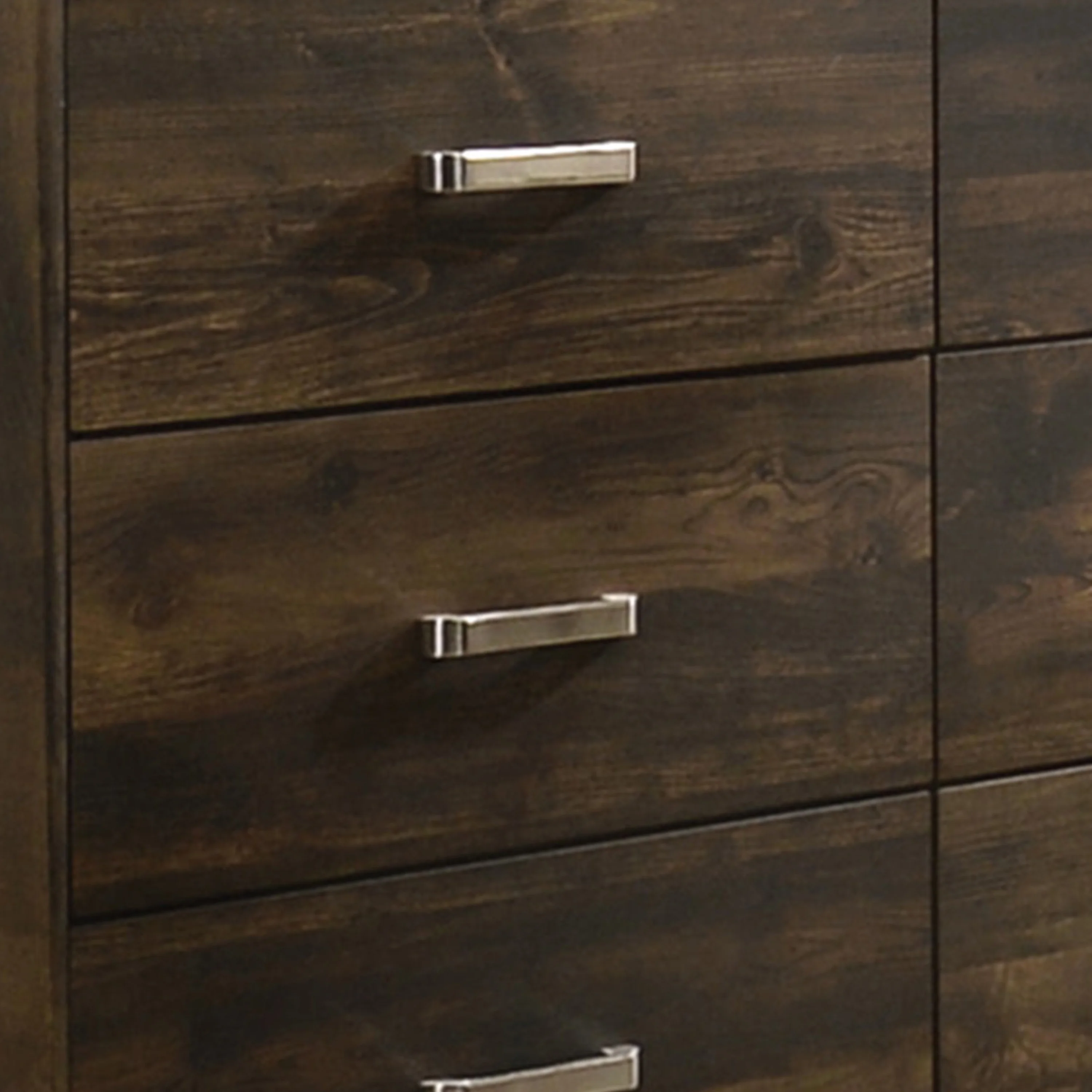 Transitional Style 6 Drawer Wooden Dresser with Plinth Base, Brown