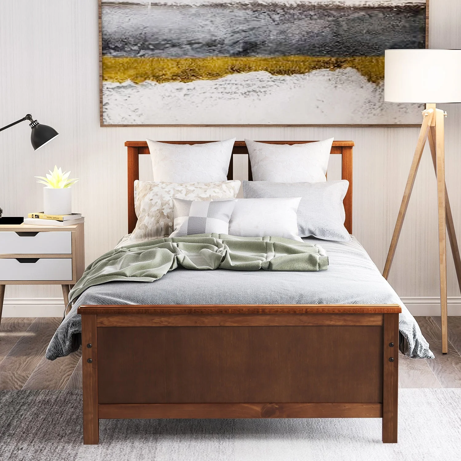 Walnut Dreamwood Twin Platform Bed
