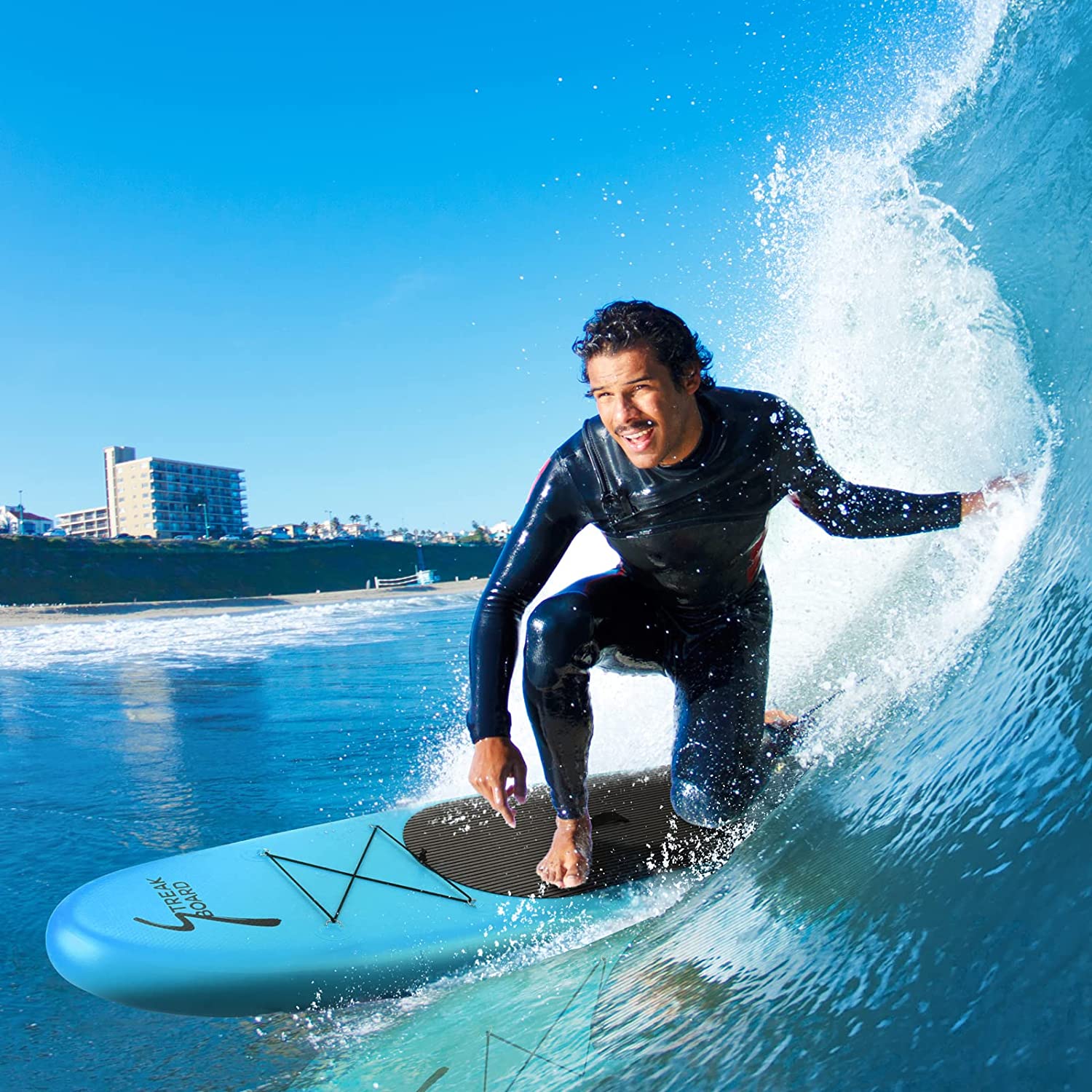 streakboard Inflatable Stand Up Paddle Board Non-Slip Deck with Backpack, Leash, Paddle, Hand Pump & Repair Kit