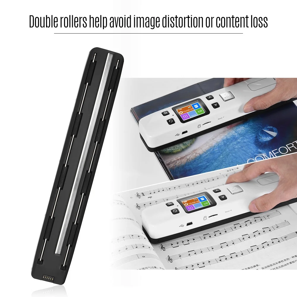 Scanner Wifi 1050DPI High Speed Portable Wand Document & Images Scanner A4 Size JPG/PDF Formate LCD Display for Business Reciepts Books