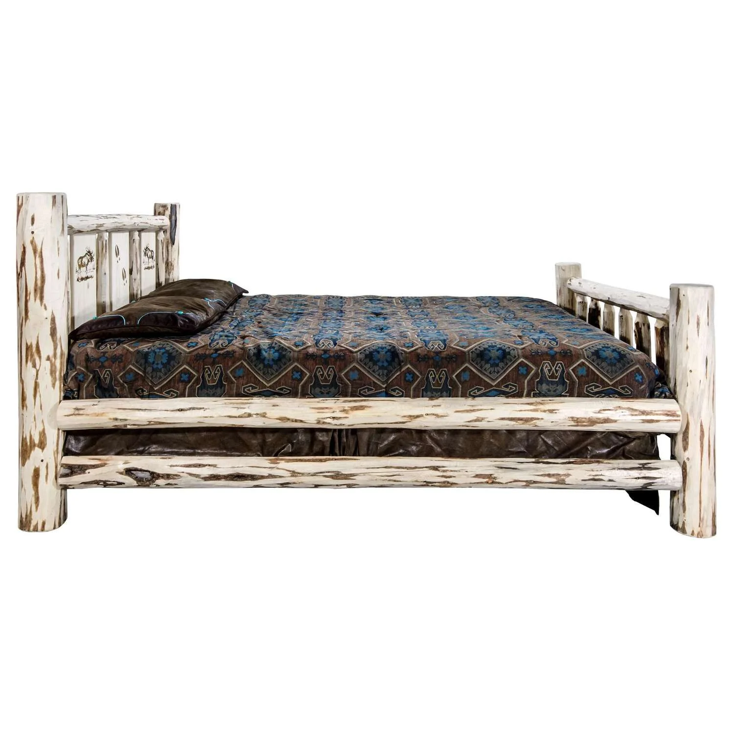 Moose Design Laser Engraved Log Bed in Natural (Twin: 87 in. L x 46 in. W x 47 in. H (184 lbs.))