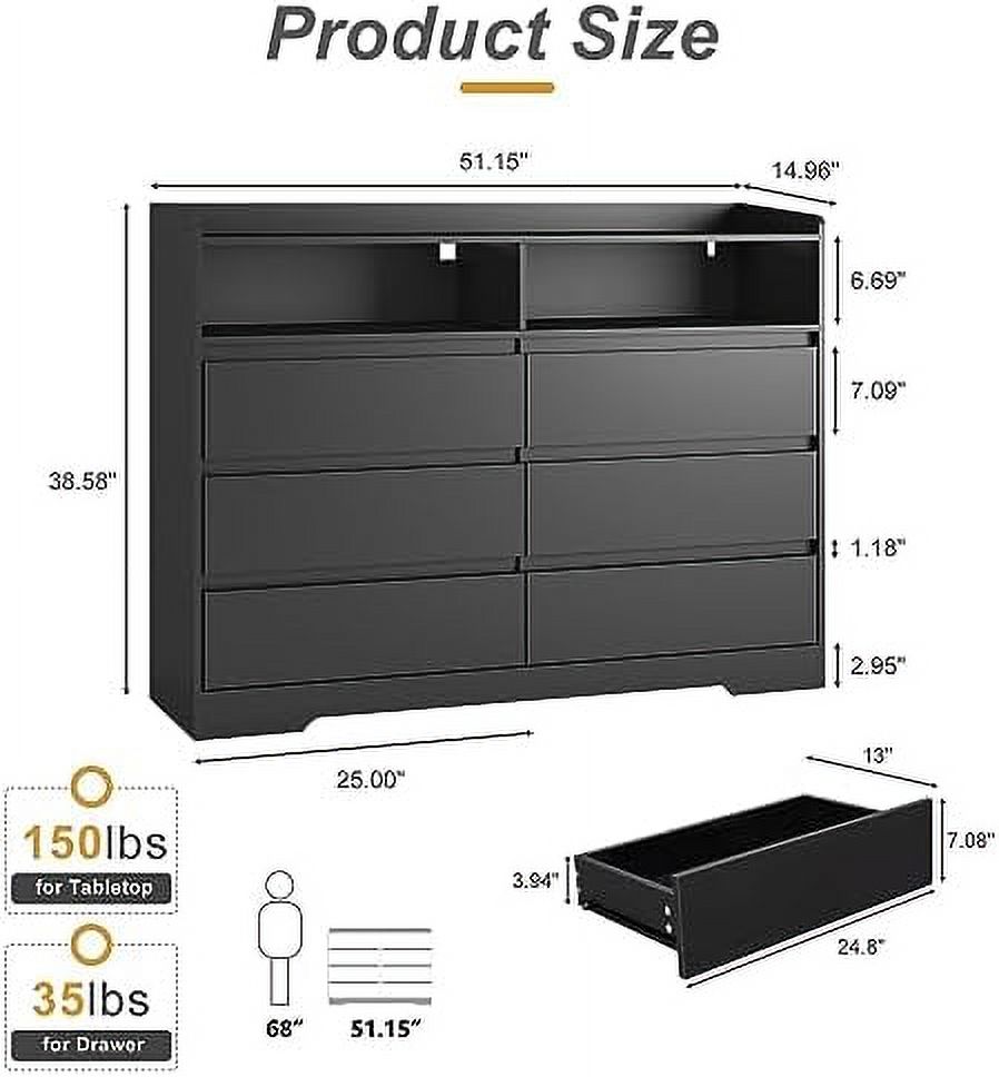 KHBIULIFE White Dresser for Bedroom  6 Drawer Dresser   Chest of Drawers & Dresser Wood Dresser TV Stand Dresser for Nursery  Kid's Room