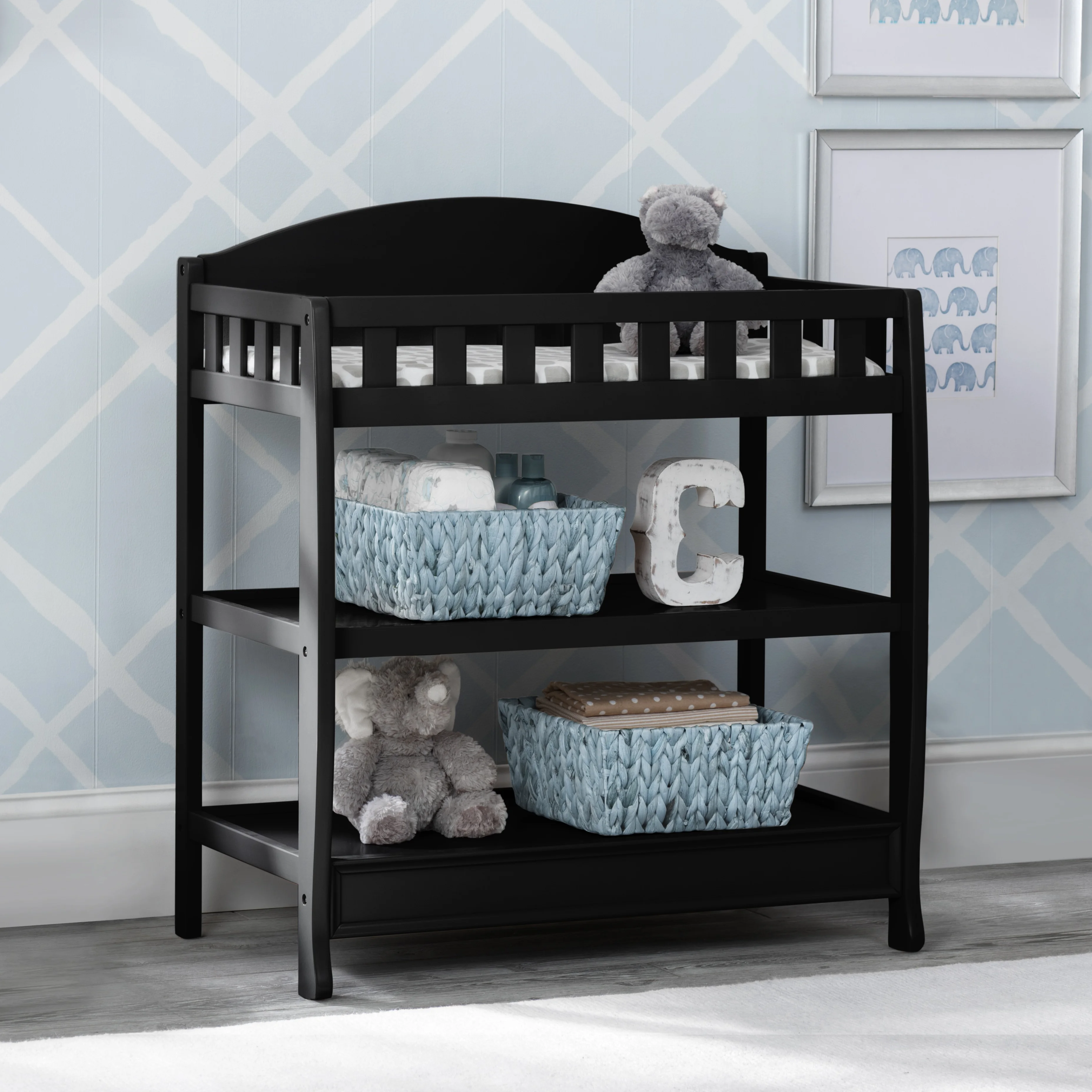Delta Children Wilmington Changing Table with Pad, Black