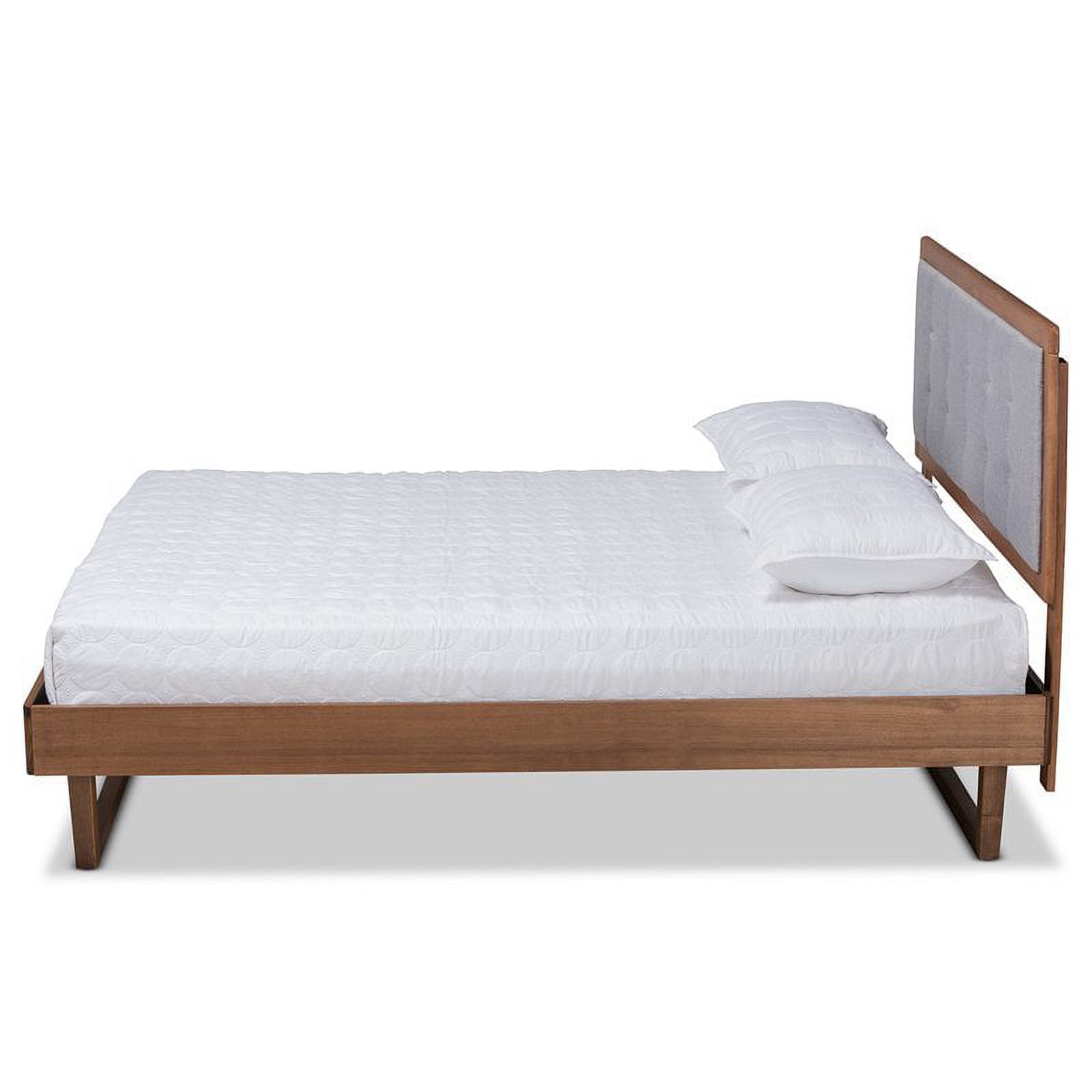 Bowery Hill Gray Upholstered Wood Full Size Platform Bed