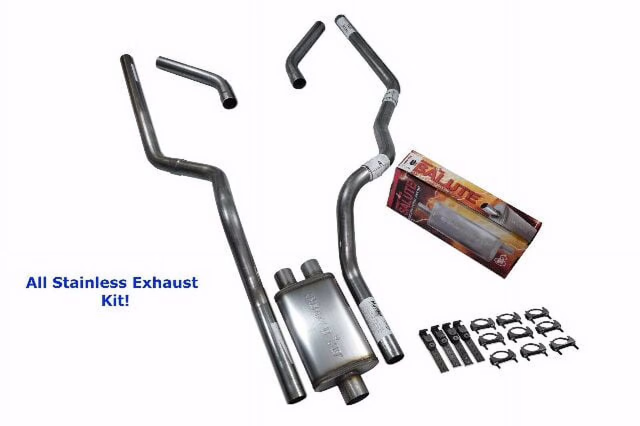 All-Stainless Dual Exhaust Chevy GMC 1500 96-99 Cherry Bomb Salute Corner Exit