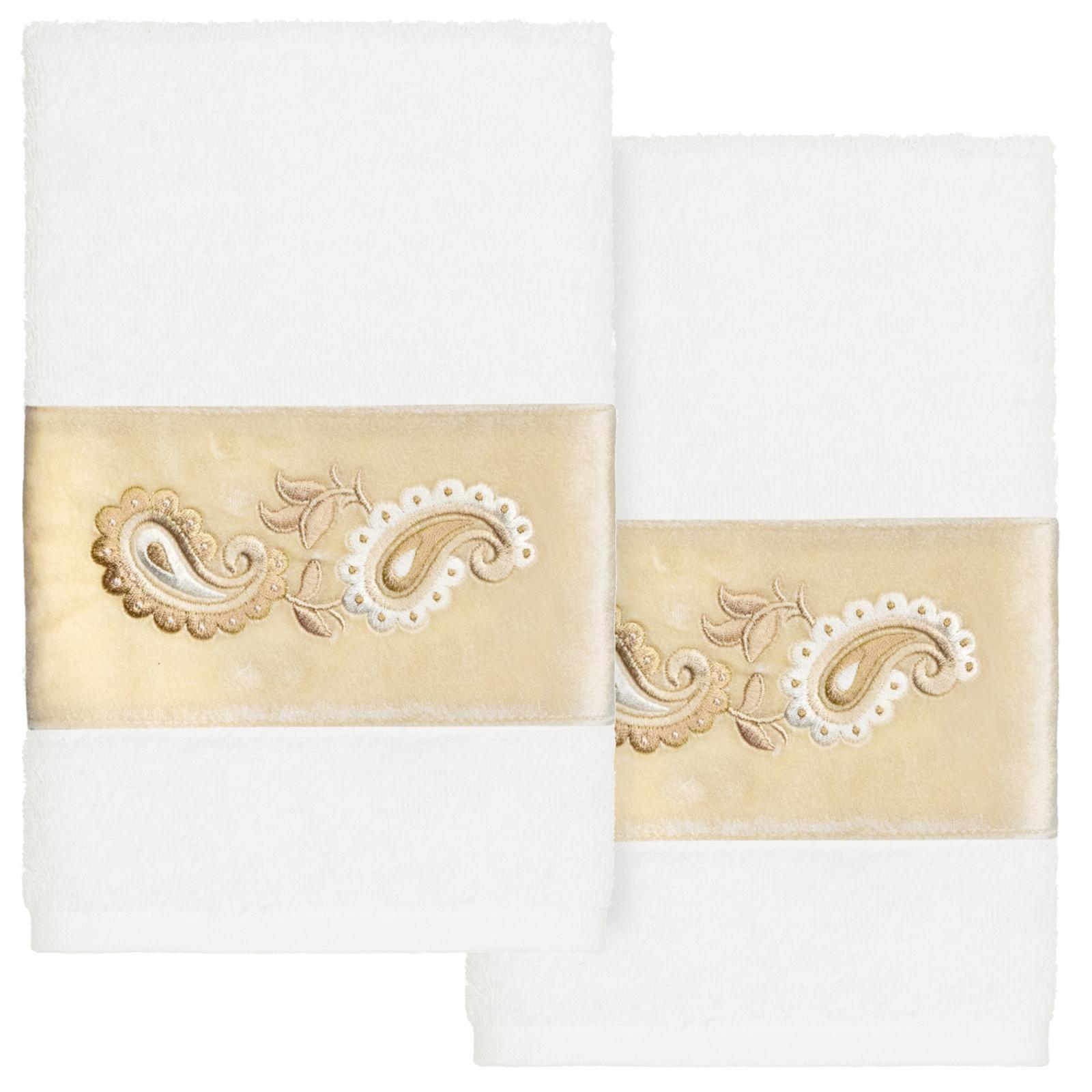 Linum Home Textiles Turkish Cotton Mackenzie 2 Piece Embellished Hand Towel Set