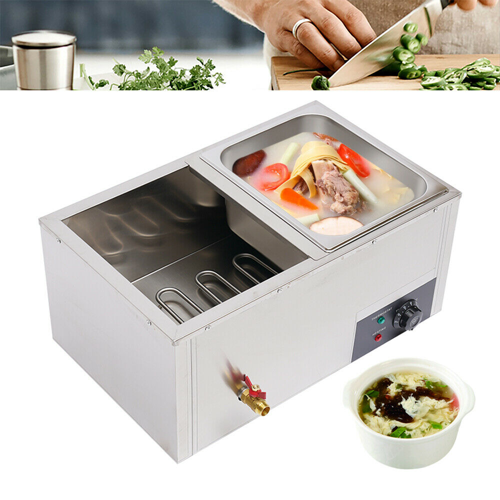 Fichiouy Food Warmer Steam Countertop Steamer Food Warming with 2 Pots & 2 Lids Food Holder 850W