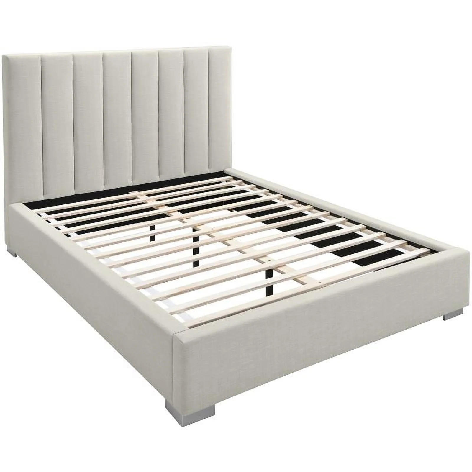 Meridian Furniture Pierce Beige Linen Textured Fabric King Bed