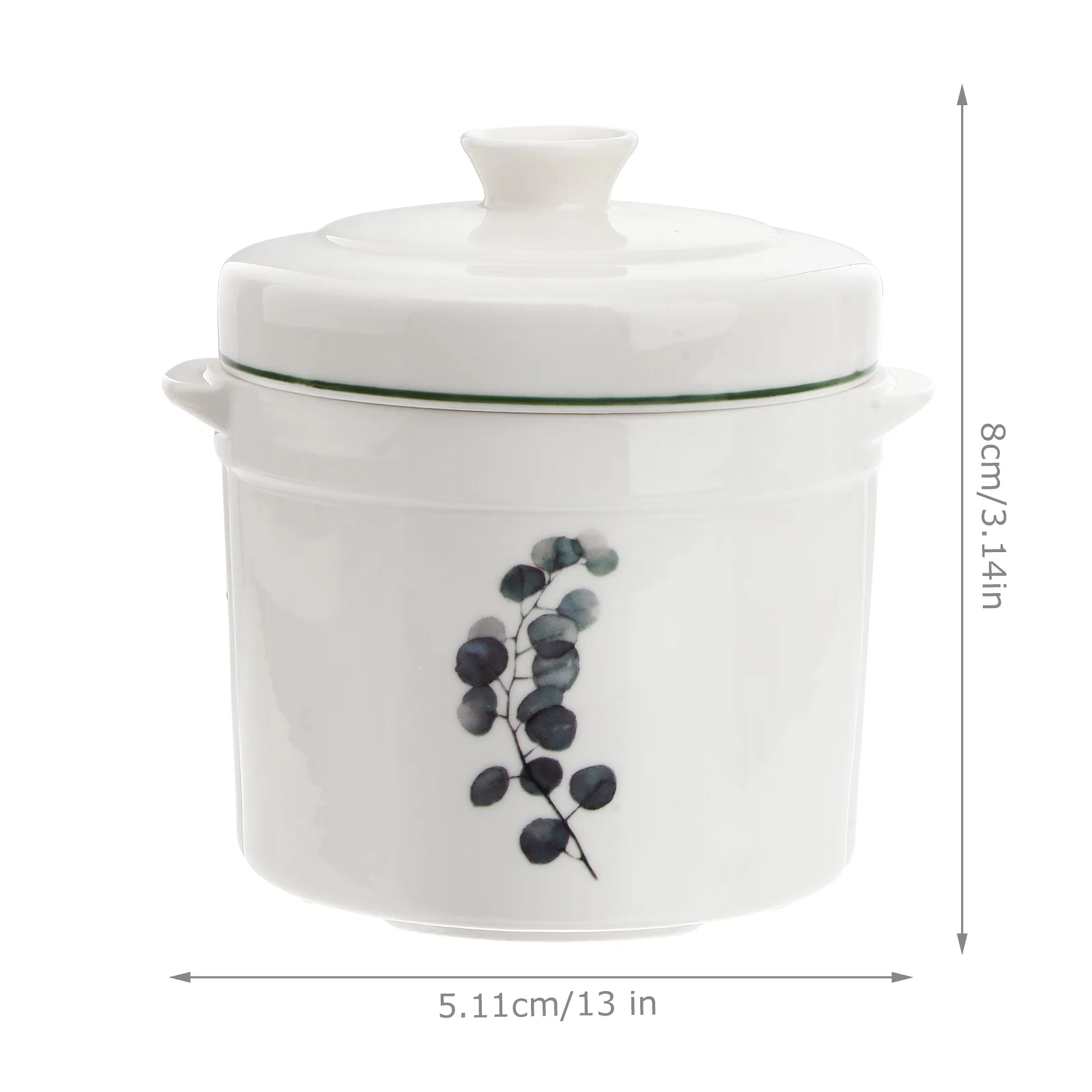 1Pc Ceramic Stew Pot Double Handles and Covers Soup Bowl Double Handles Bowl