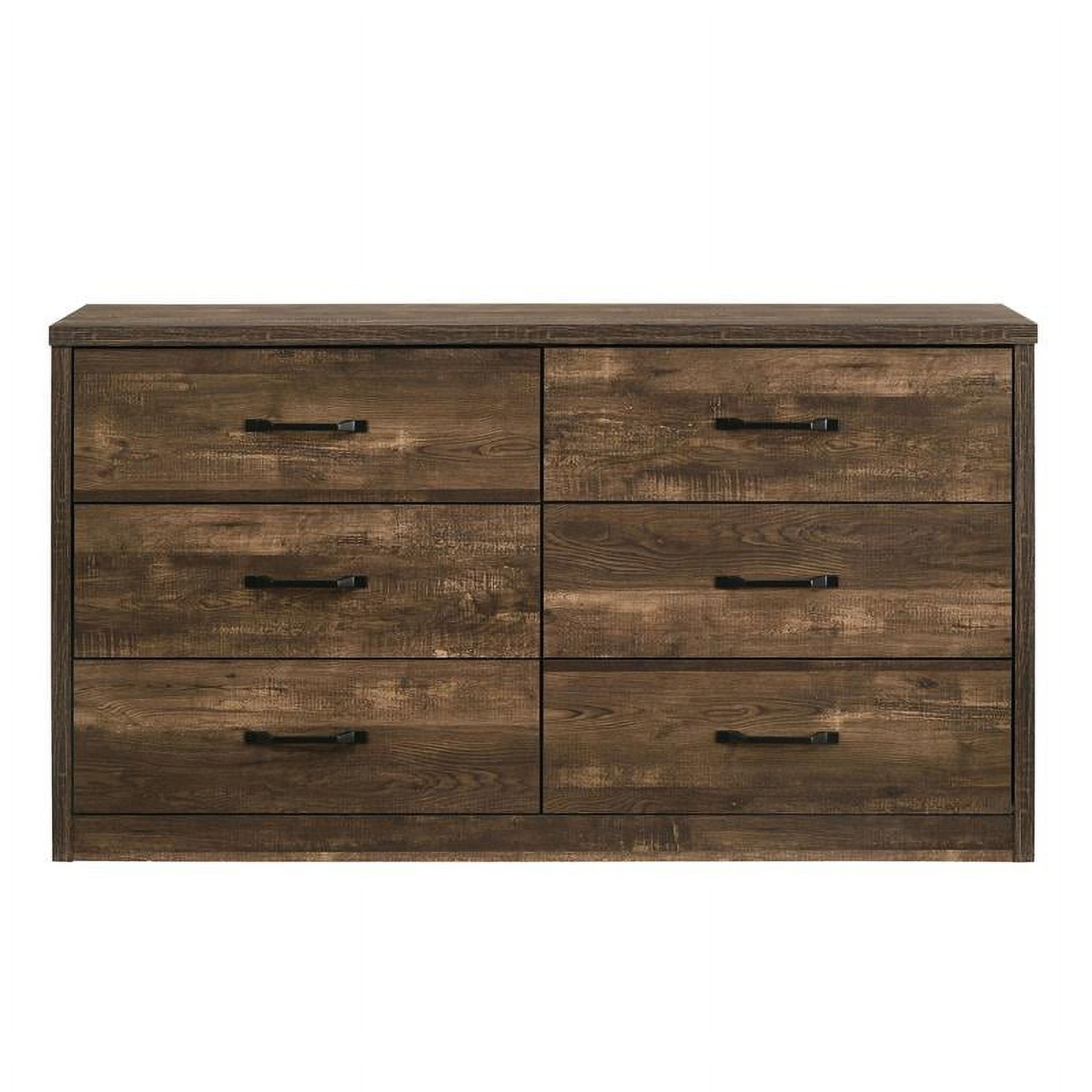 Bowery Hill Rustic Wood Dresser with USB Port in Walnut Finish