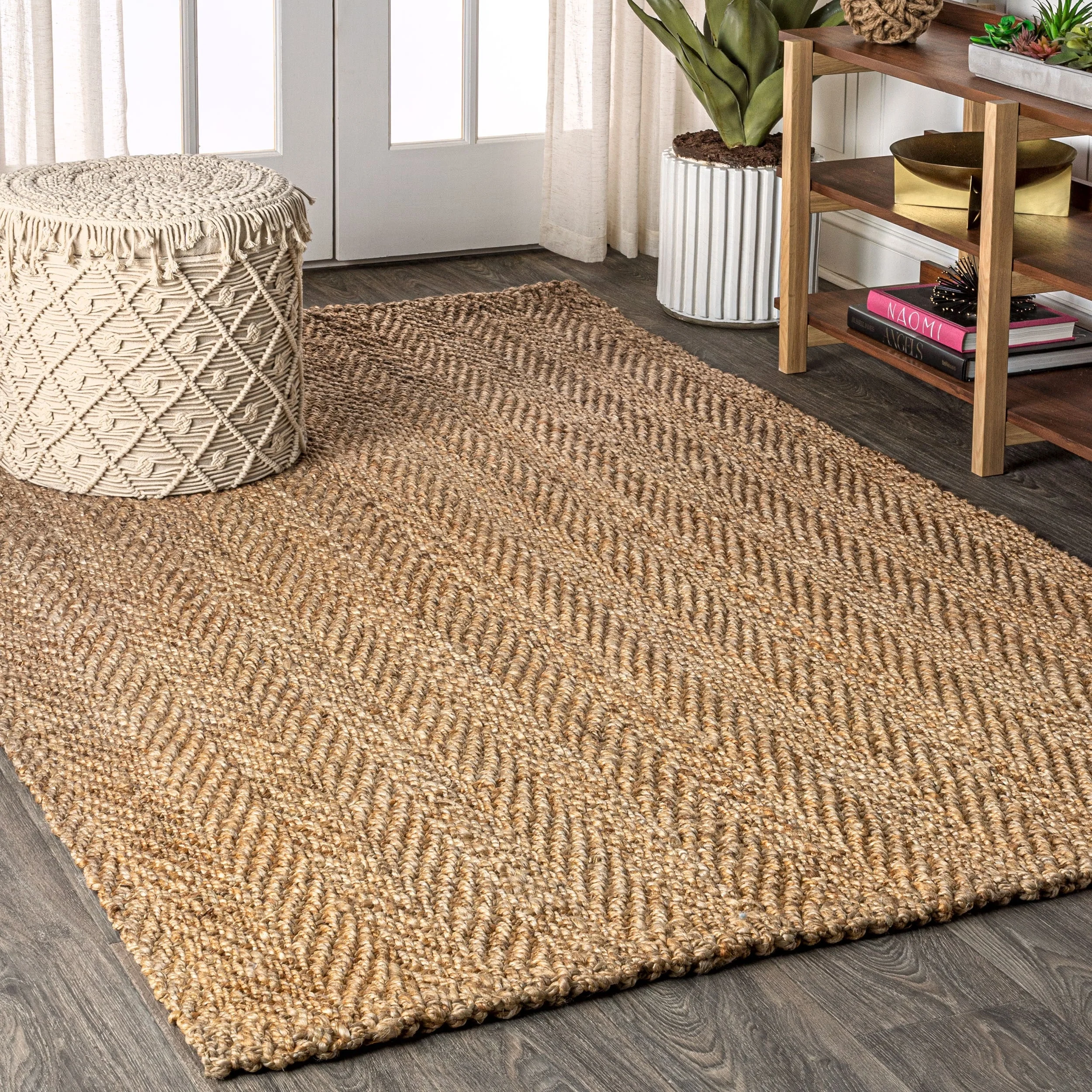 JONATHAN Y JONATHAN  Y Estera Hand Woven Herringbone Chunky Jute Area Rug 2 X 8