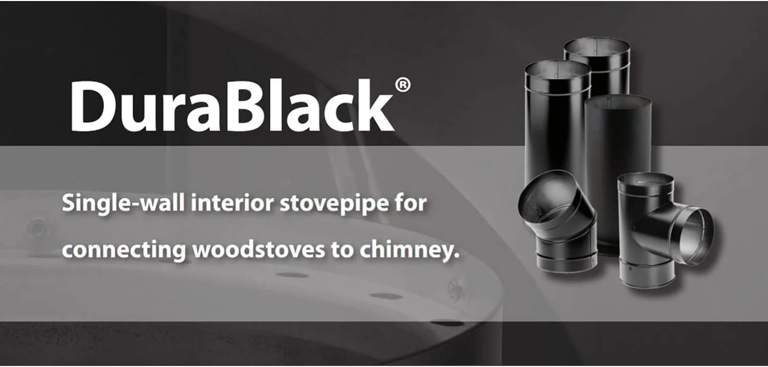 DuraVent DuraBlack Stainless Steel Single Wall Stove Pipe, 48 x 6 Inch