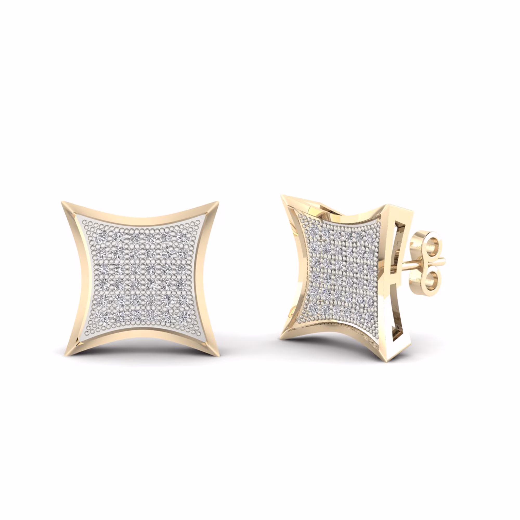 1/4ct TW Diamond 10K Yellow Gold Kite Shape Cluster Stud Earrings