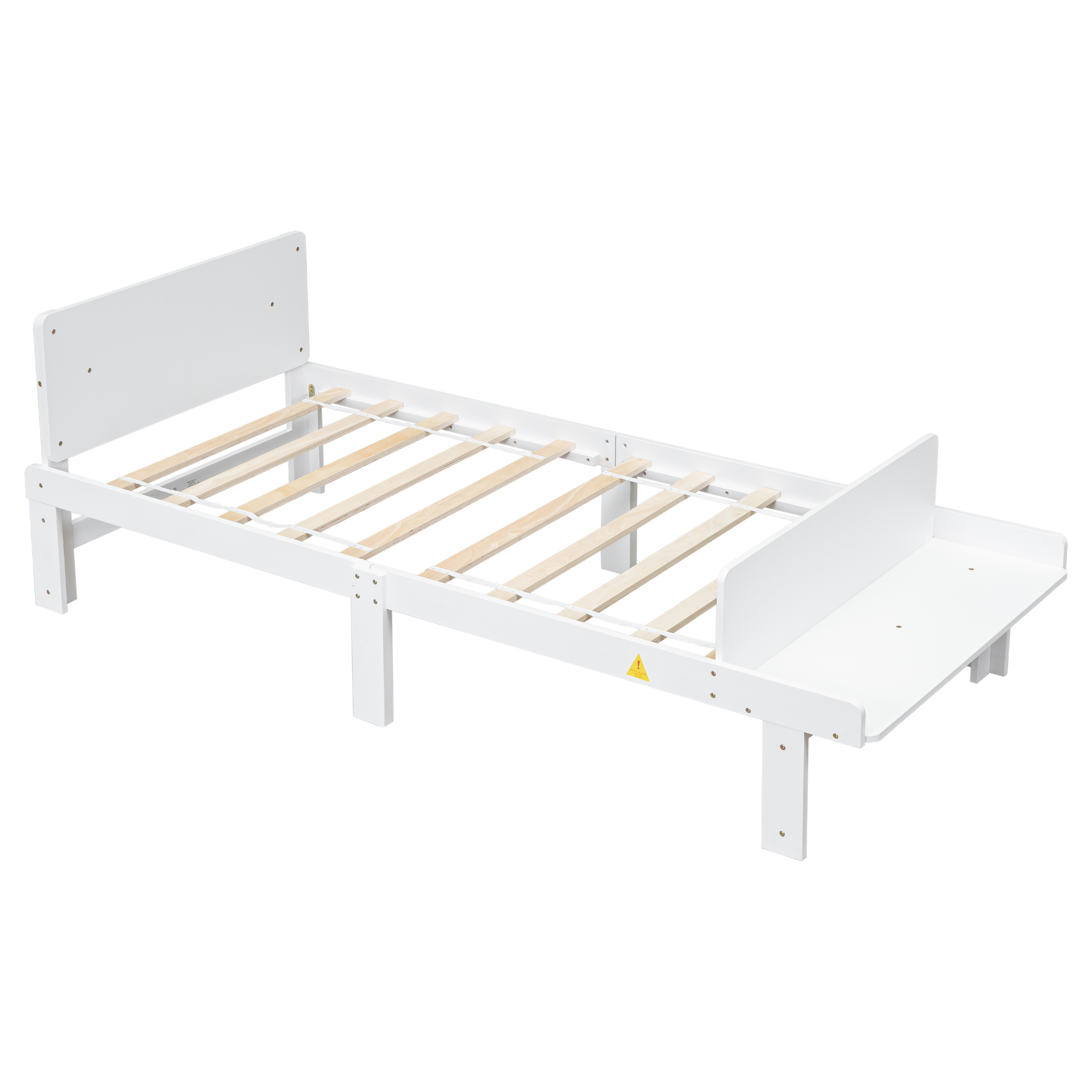 Holaki Twin Bed with Footboard Bench ,White