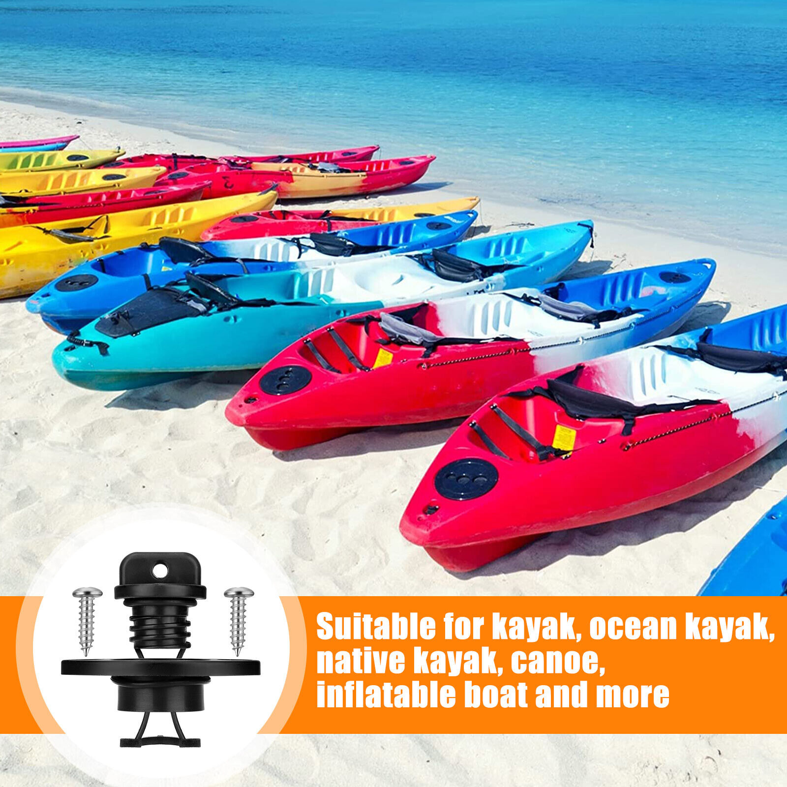 4x Universal Hull Drain Hole Plugs Scupper Bung Kit for Kayak Canoe Dinghy Boat