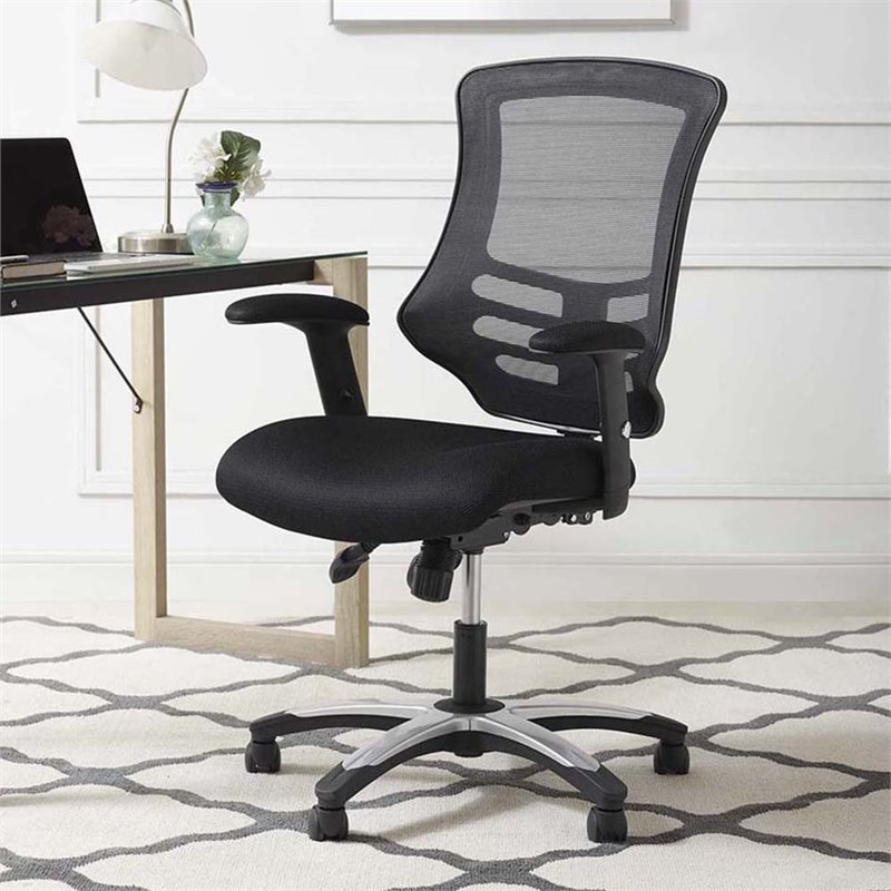 Scranton & Co Modern Mesh Adjustable Swivel Office Chair in Black