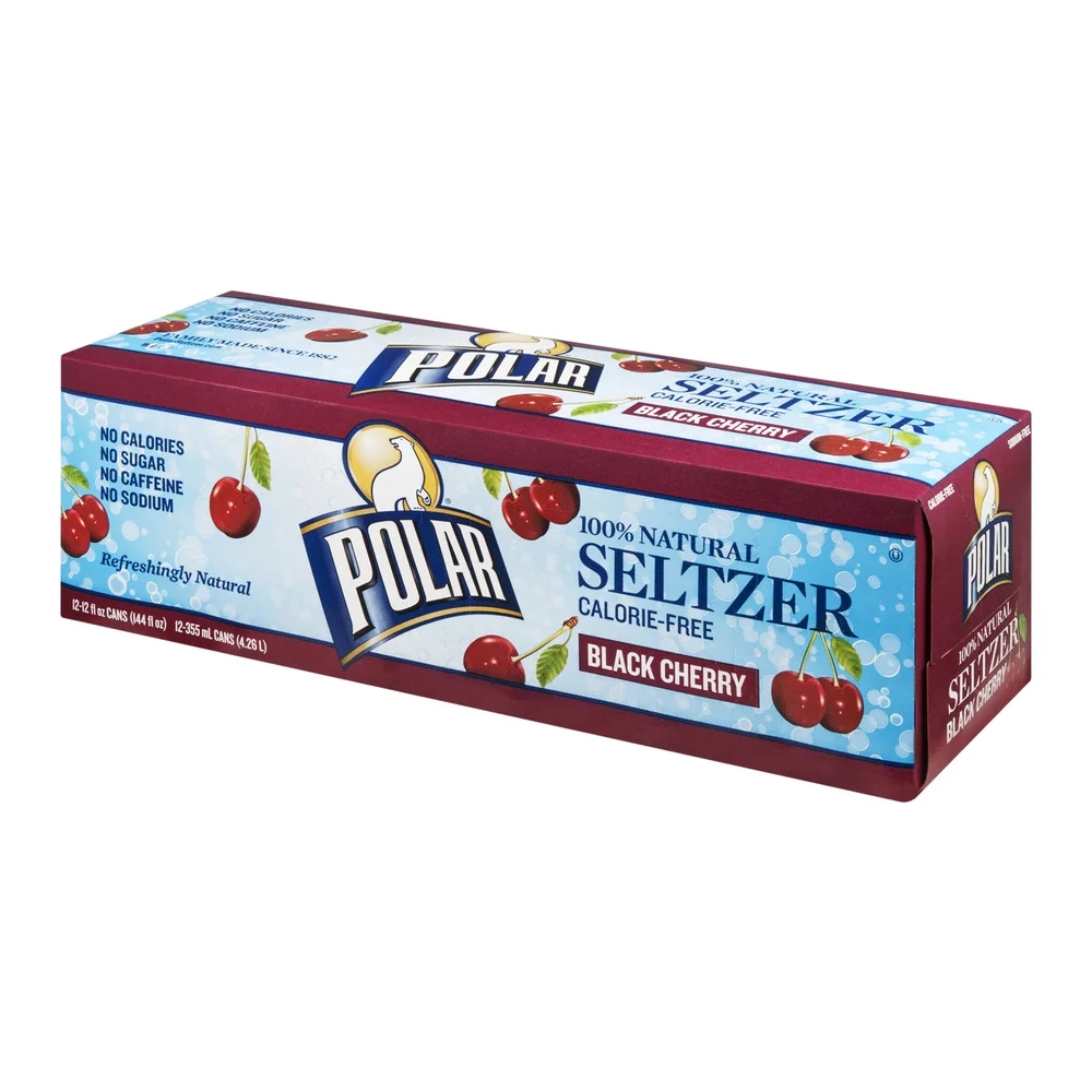 Polar Seltzer Water Black Cherry, 12 fl oz cans, 12 pack