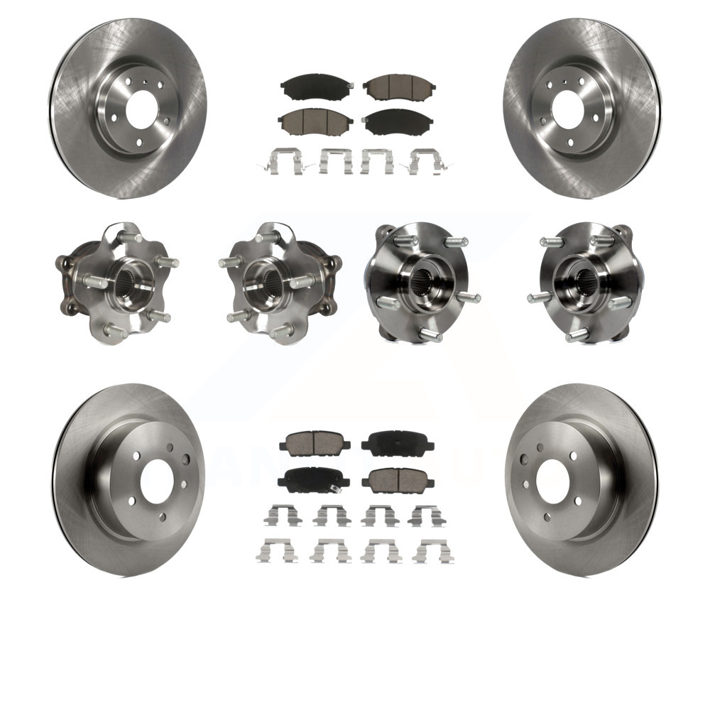 Transit Auto - Front Rear Hub Bearings Assembly Disc Brake Rotors And Ceramic Pads Kit (10Pc) For INFINITI G37 G35 EX35 Q40 G25 M35 QX50 M45 EX37 KBB-119356