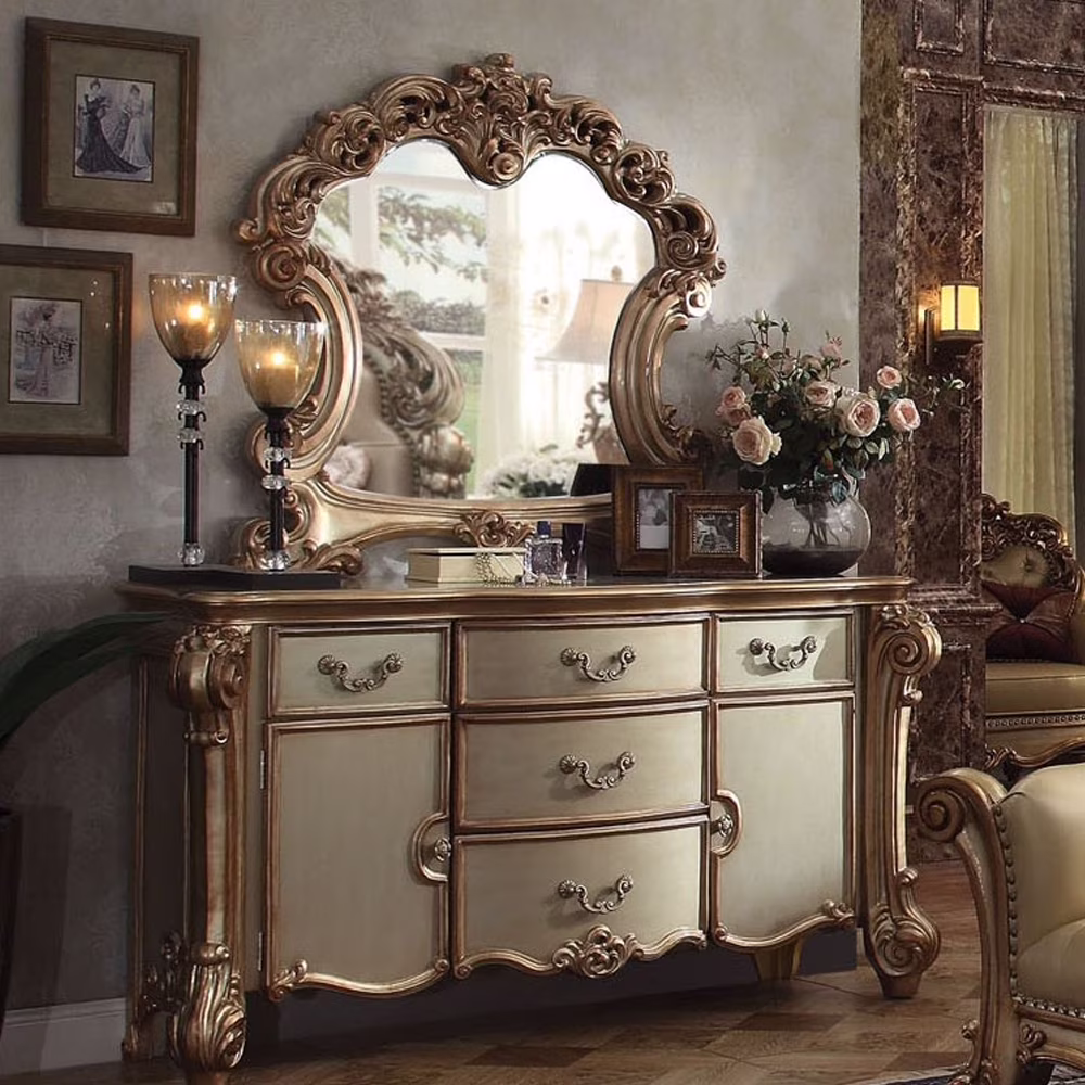 ACME Vendome Dresser, Gold Patina & Bone