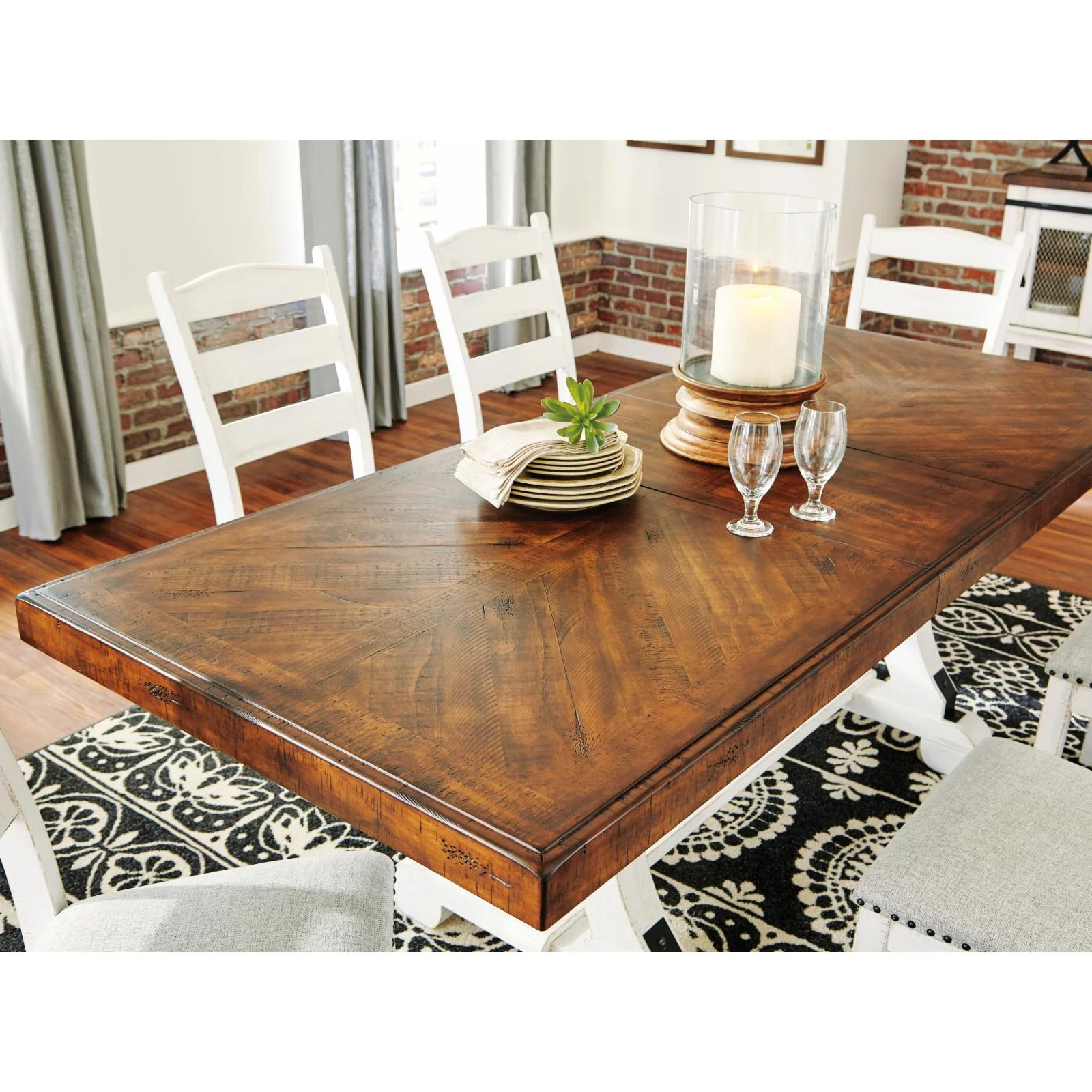 Signature Design by Ashley Valebeck Rectangular Dining Table in White and Brown