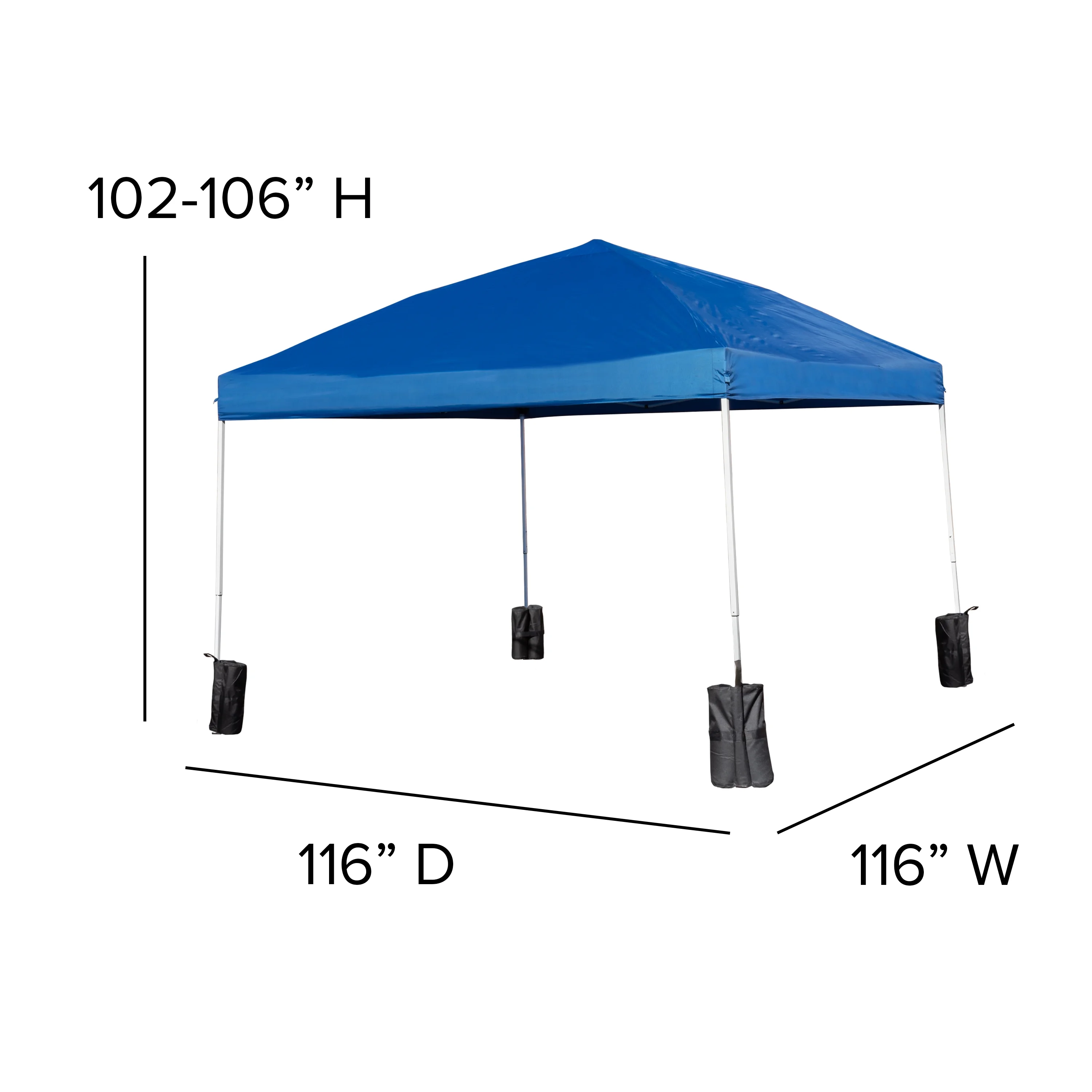 Flash Furniture 10'x10' Blue Pop Up Event Straight Leg Canopy Tent with Sandbags and Wheeled Case