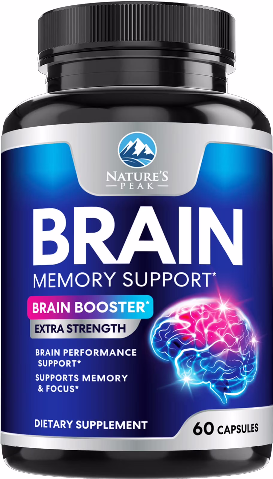 Brain Supplement for Memory and Focus, Nootropic Support for Concentration, Clarity, Energy, Brain Health with Bacopa, Cognitive Vitamins, Phosphatidylserine, DMAE, Nootropics & More - 60 Capsules