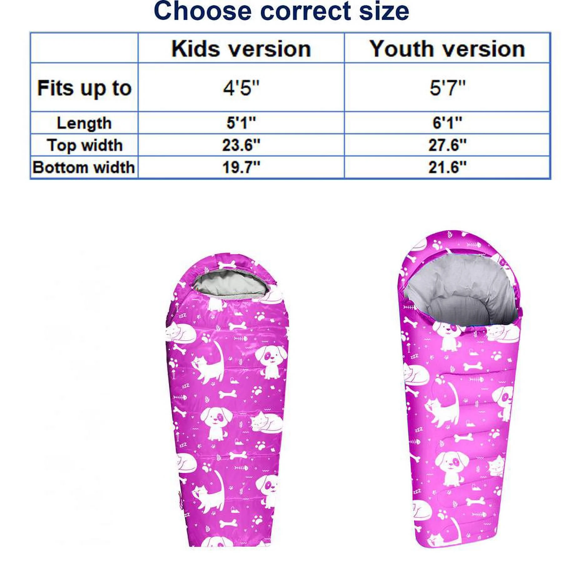 KidzAdventure 32F - 59F Mummy Kids Sleeping Bag - Pink Best Friends Theme