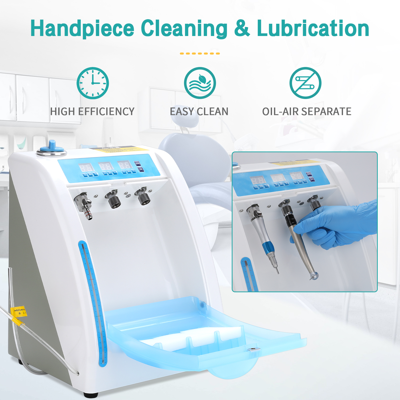 LVCHEN Dental Handpiece Cleaner Lubricator Machine - Oil Lubricating Device Machine Automatic Maintenance System Household Cleaning Devices 2 Holes 4 Holes Universal 110V
