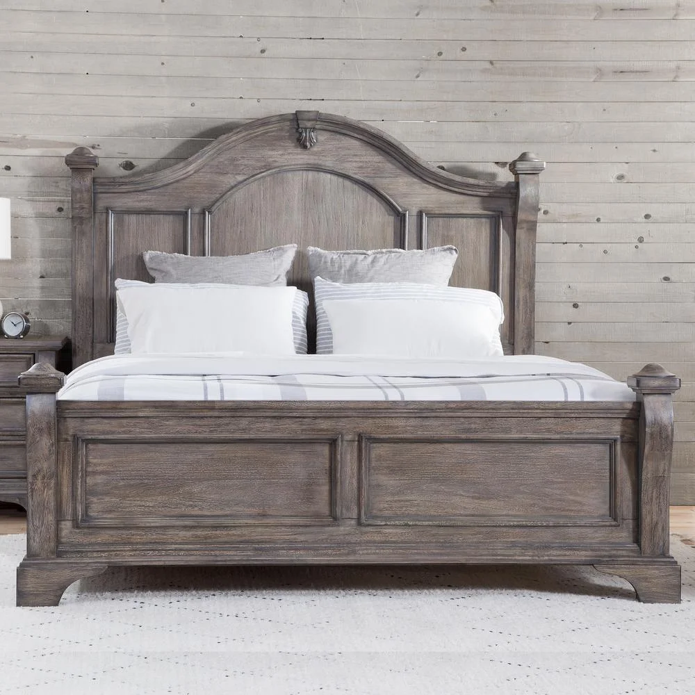 American Woodcrafters Heirloom Rustic Charcoal Wood Queen Poster Bed