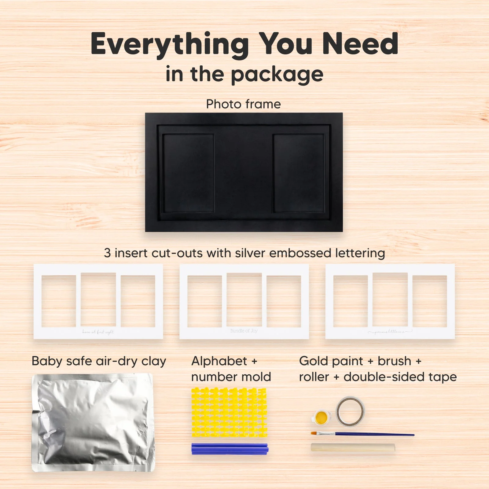 KeaBabies Baby Handprint Footprint Keepsake Kit, Black Photo Frame (Onyx Black)