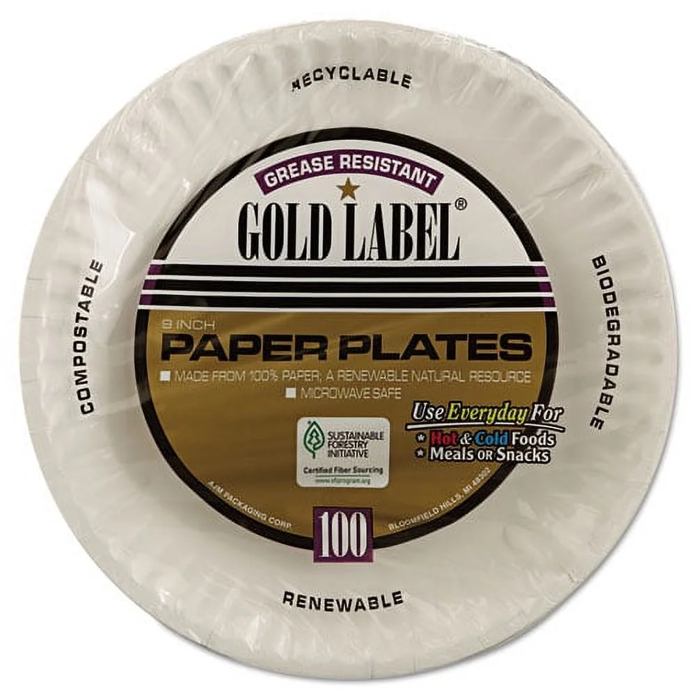 AJM Gold Label Coated Paper Plates, 9