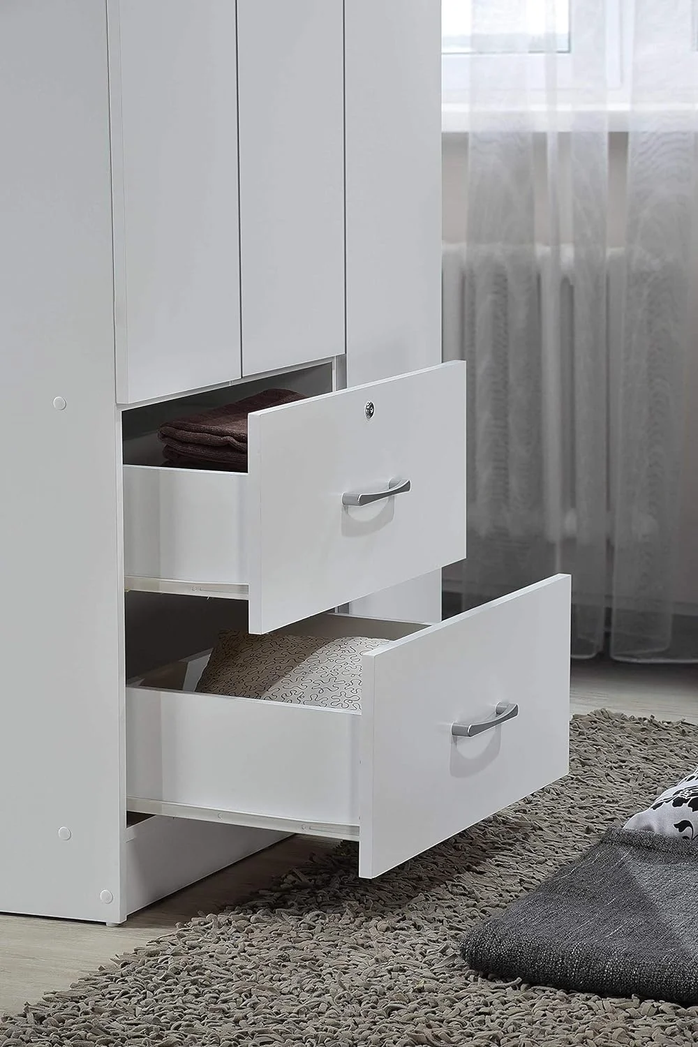 2-Drawers, 3-Shelves In White Bedroom Armoires, 21