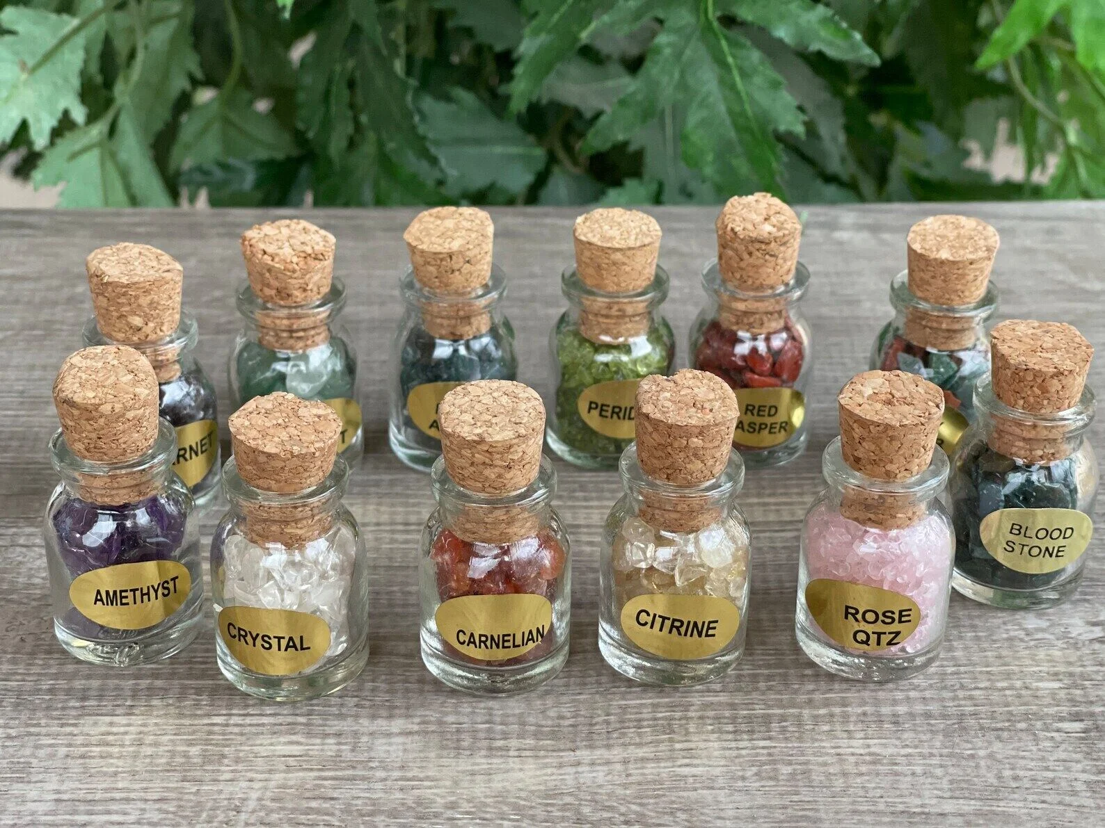 12 Mini Gemstone Bottles Chip Set, Gemstone Chip Bottles, Chakra Crystal