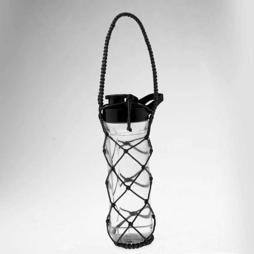Black Polyester Water Drinking Bottle Net Carrier Dropping