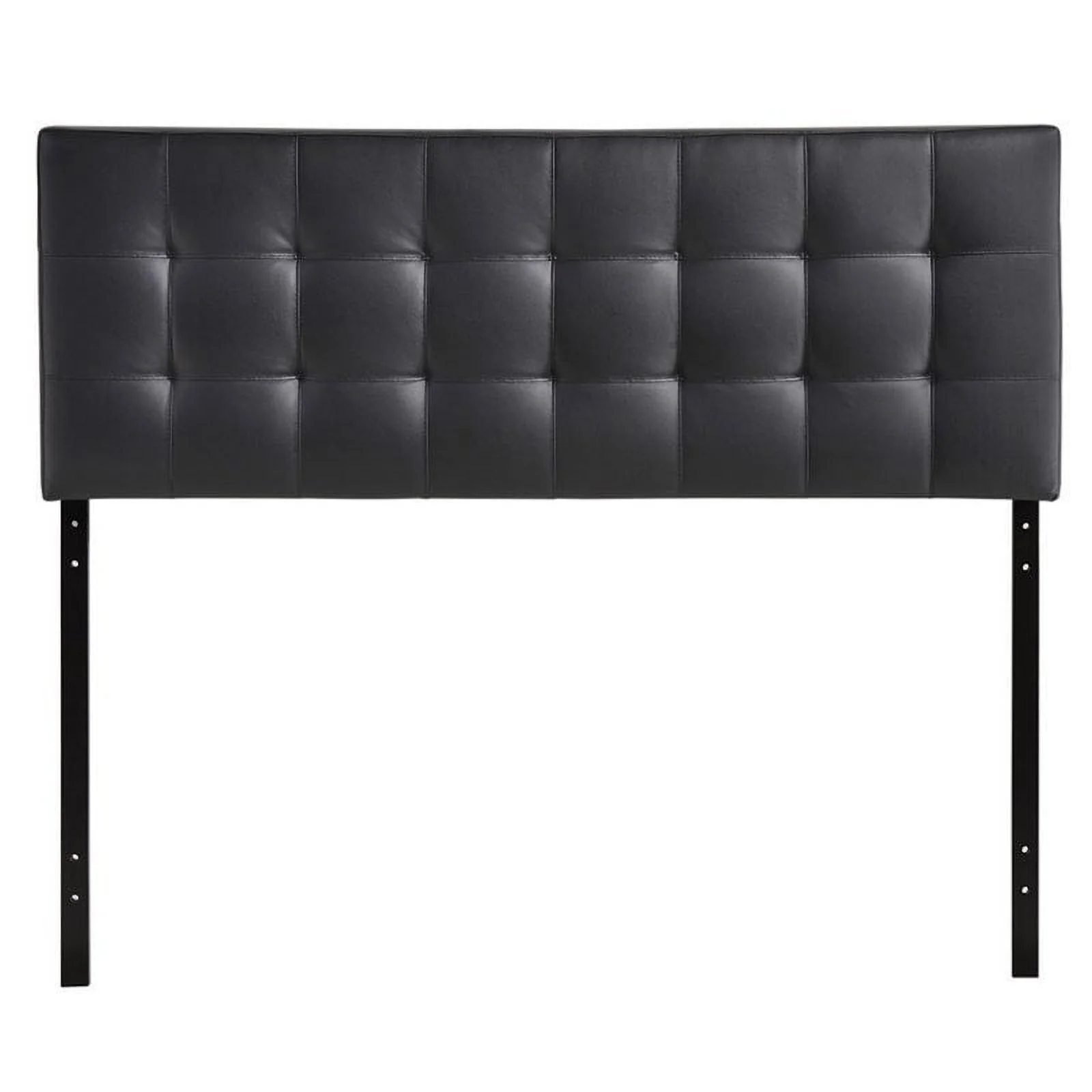 Hawthorne Collections Modern Faux Leather Queen Tufted Panel Headboard in Black