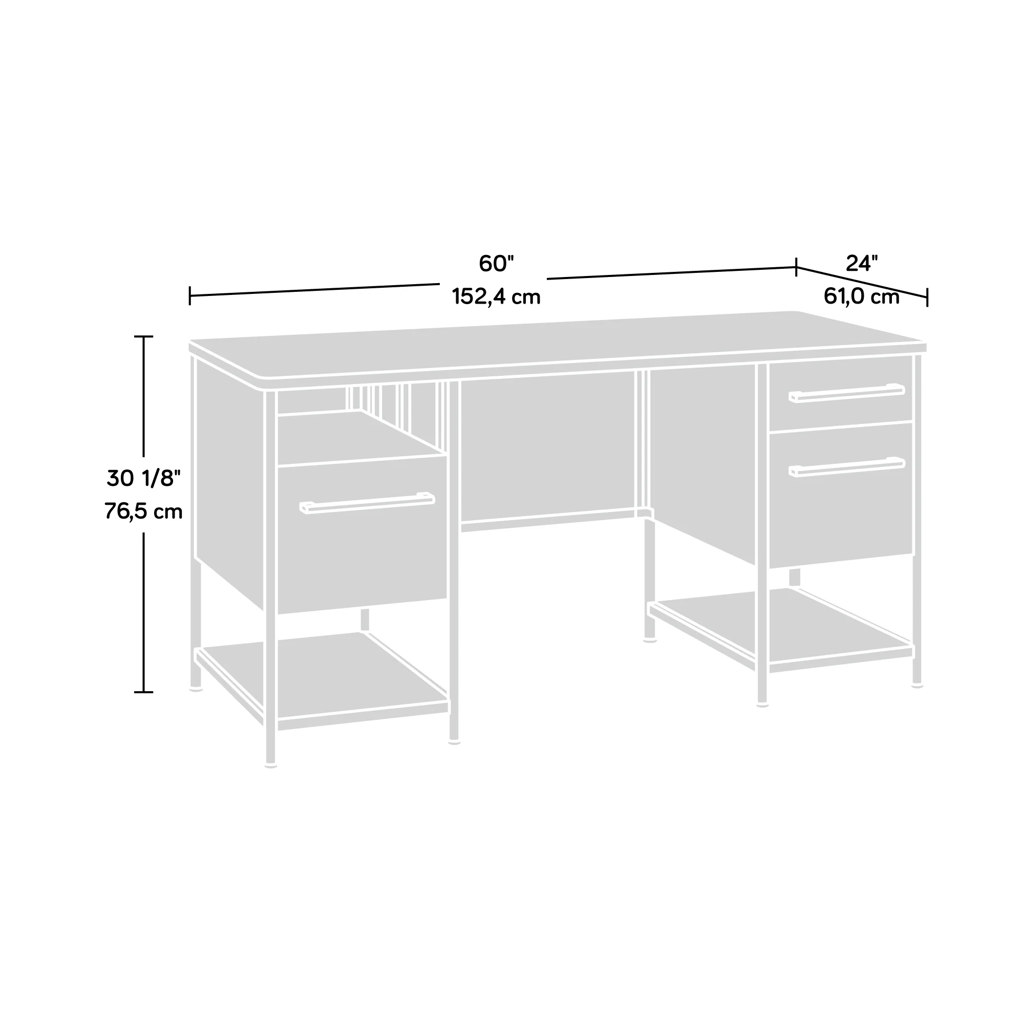 Sauder Boulevard Cafe Industrial Executive Desk, Black Finish