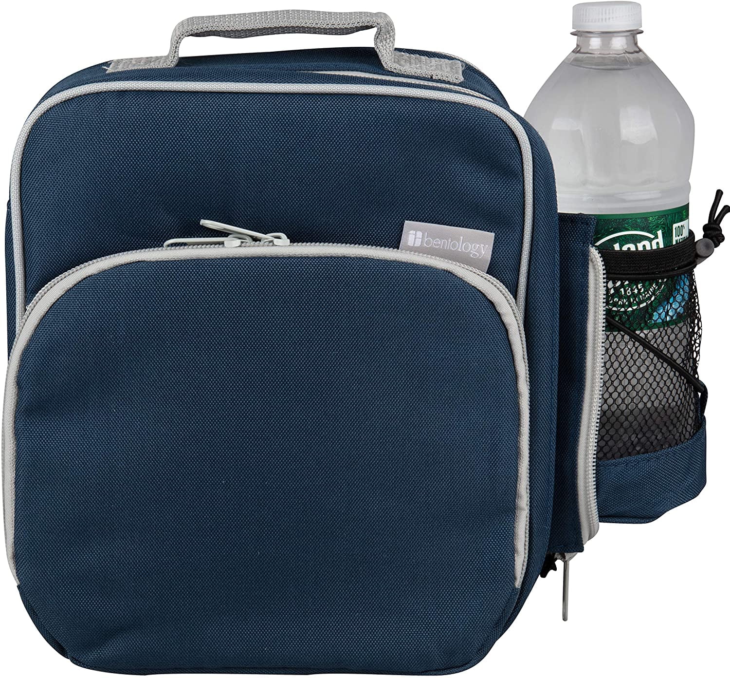 Bentology Insulated Lunch Box w Snack Pocket & Water Bottle Holder - Girls, Kids Lunchbox Tote Keeps Food Hotter or Colder Longer - Reusable Bag Fits Bento Boxes, Ice Packs, Nesting Containers w Lids