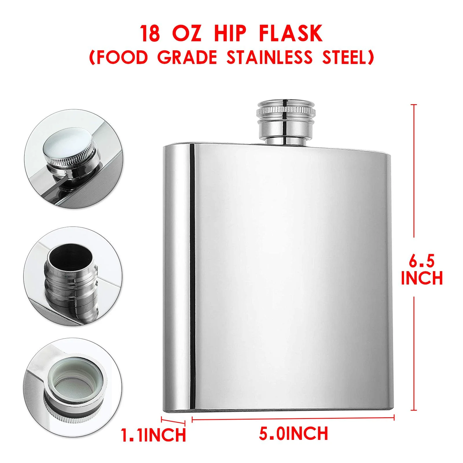 2x Stainless Steel 18oz 500ml And Unbreakable, Perfect Gift for The Holidays(Christmas), Bridal Parties,Portable for Outdoor Use