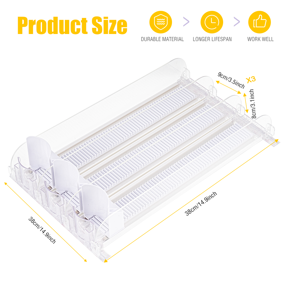 Drink Dispenser for Fridge, Allnice Soda Organizer for Refrigerator with Automatic Pusher Glide, Width Ajustable Soda Can Organizer for Beer, Pop Can, Water Bottle Storage Pantry, 3 Row (White)