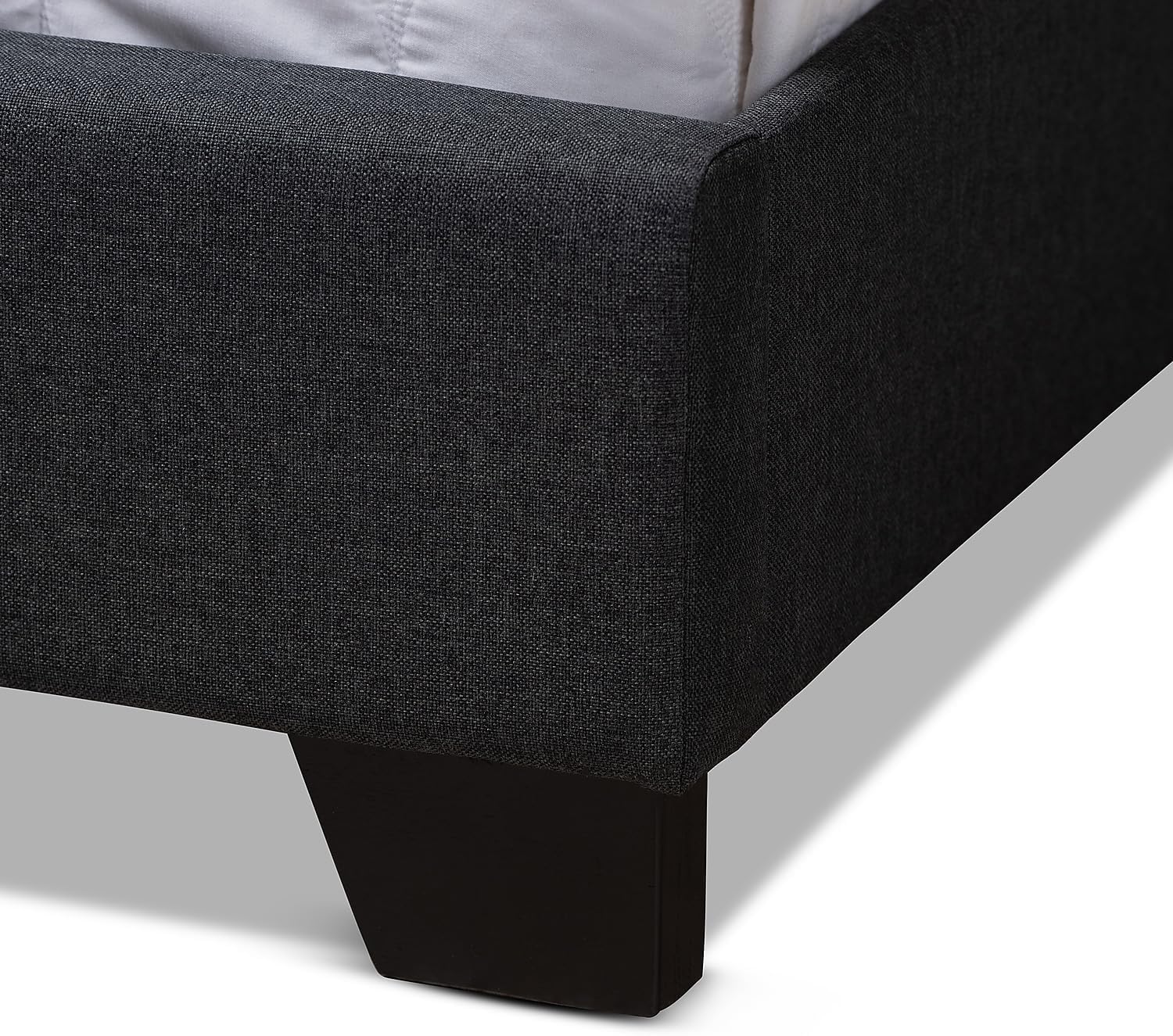Fabric Tufted Queen Bed In Charcoal Grey