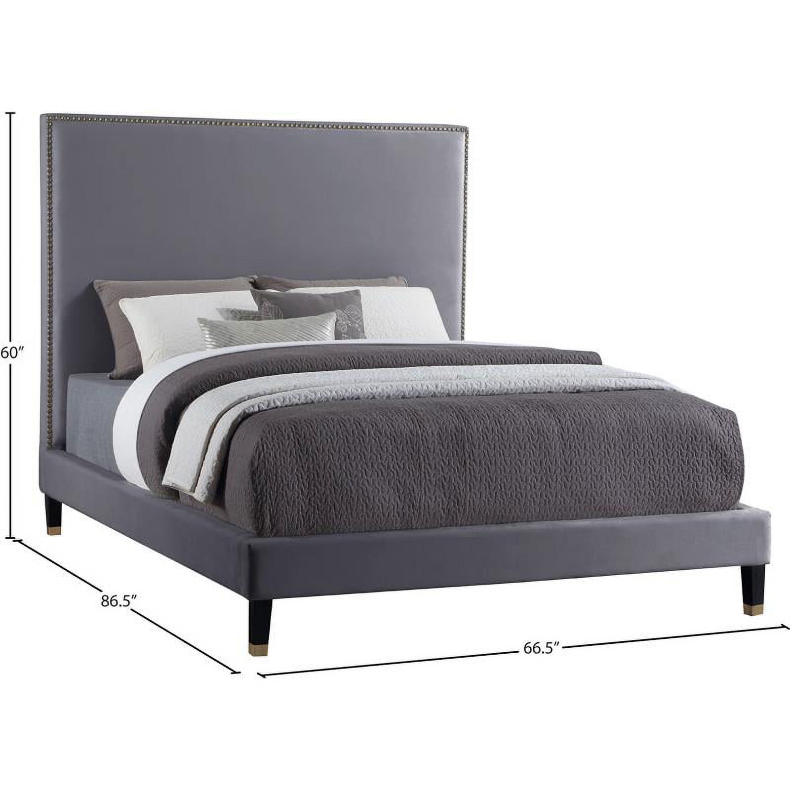 Meridian Furniture Harlie Gray Velvet Queen Bed