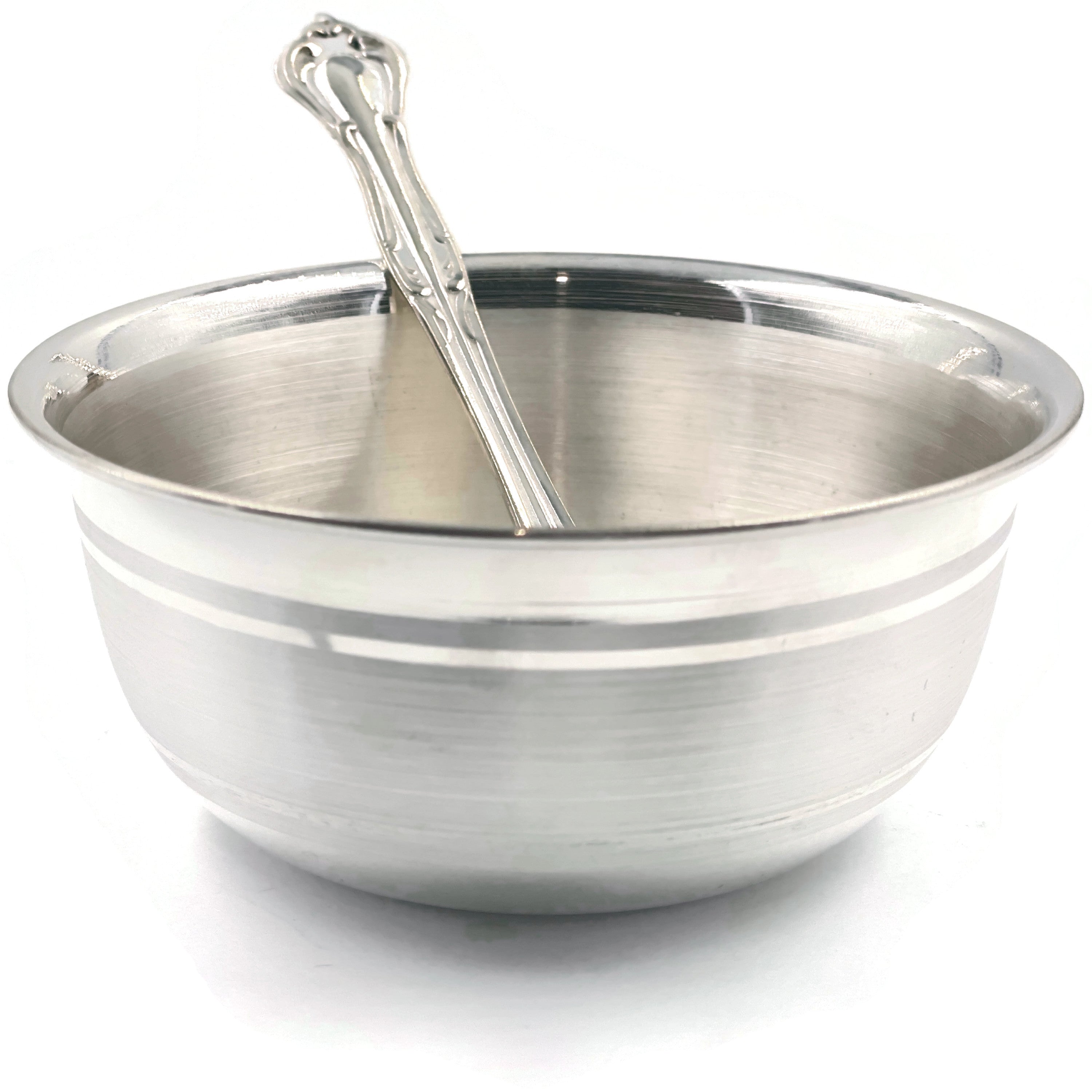 999 Pure Silver 3.7 inch Bowl & Spoon for Kids - 3.7-inch Set#01