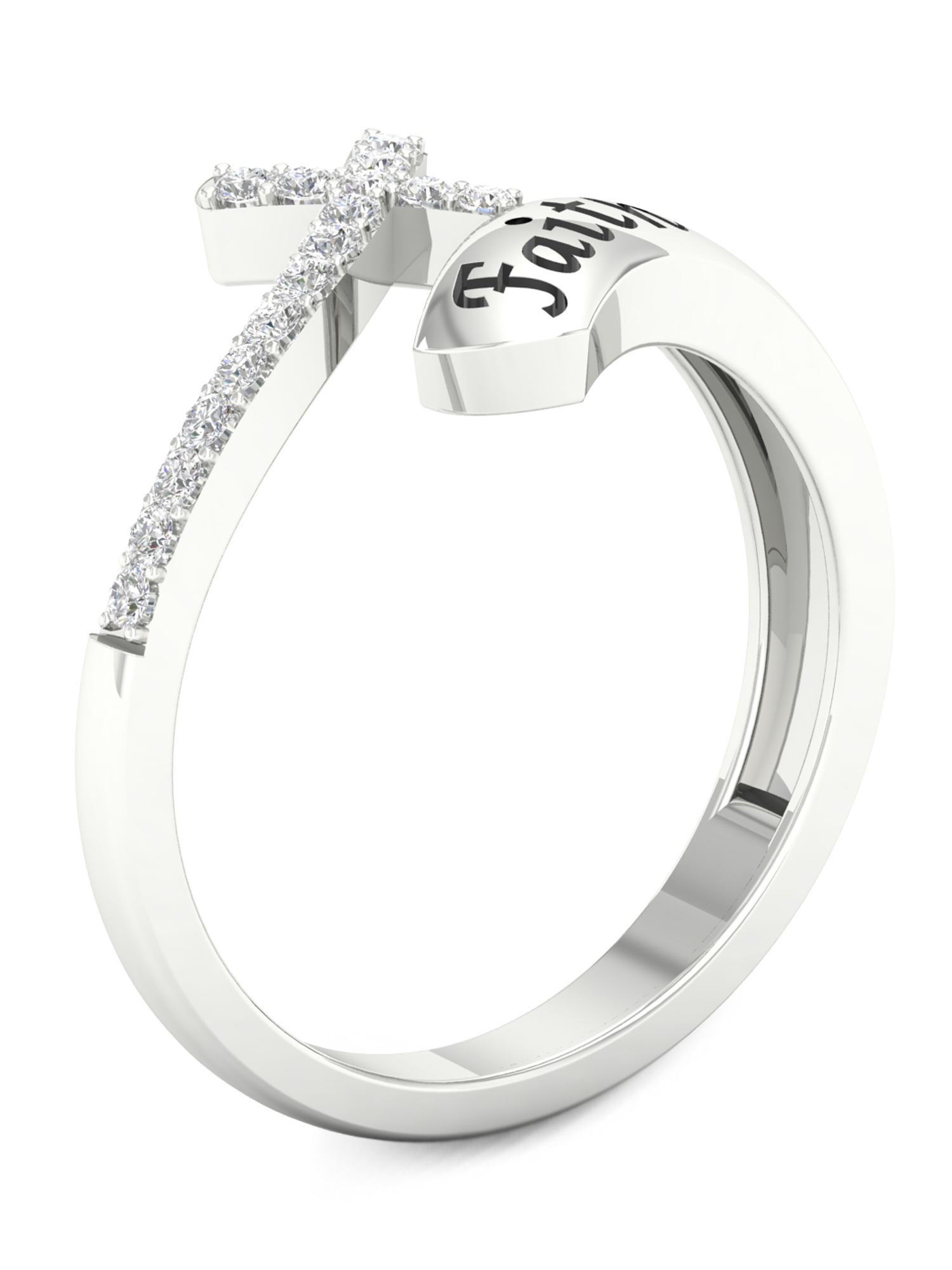 Imperial 1/10Ct TDW Diamond S925 Sterling Silver Faith Fashion Ring (H-I, I2)