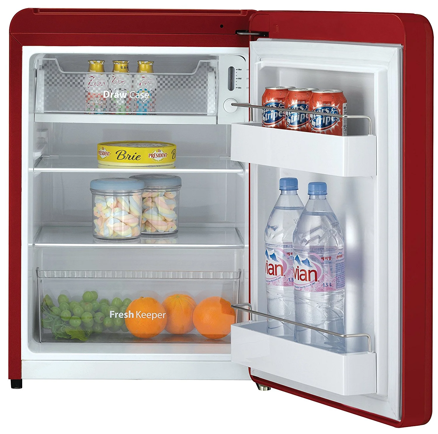 Daewoo 2.8 Cu Ft Retro Mini Fridge FR-028RCNM, Pure Red